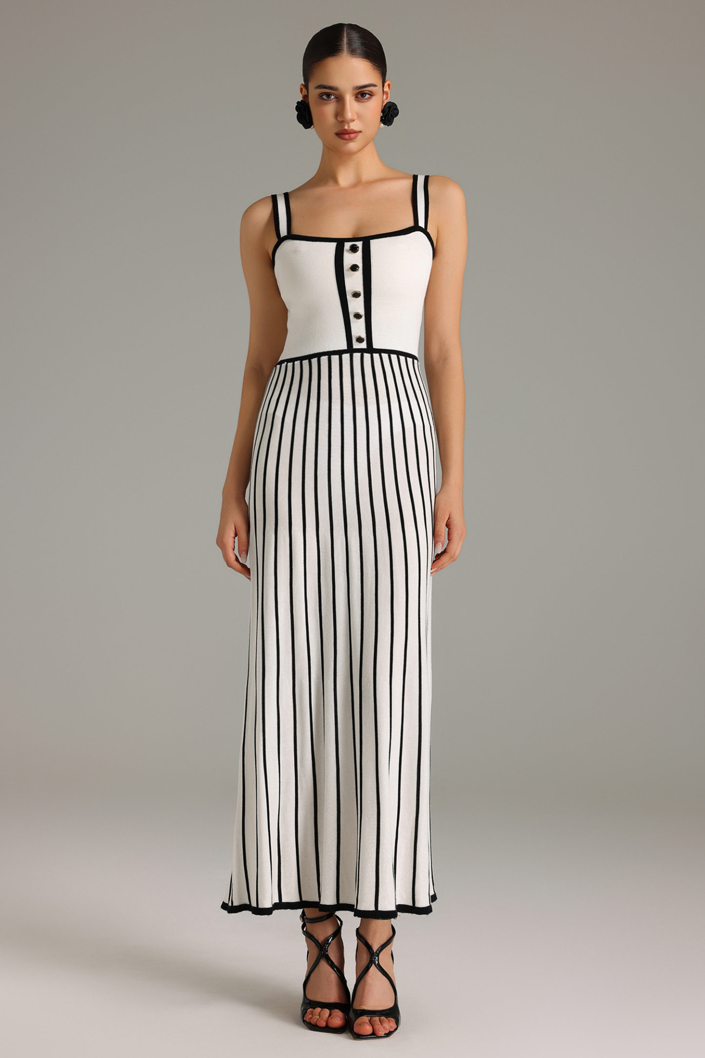 Gertie Halter Stripes Knitted Maxi Dress