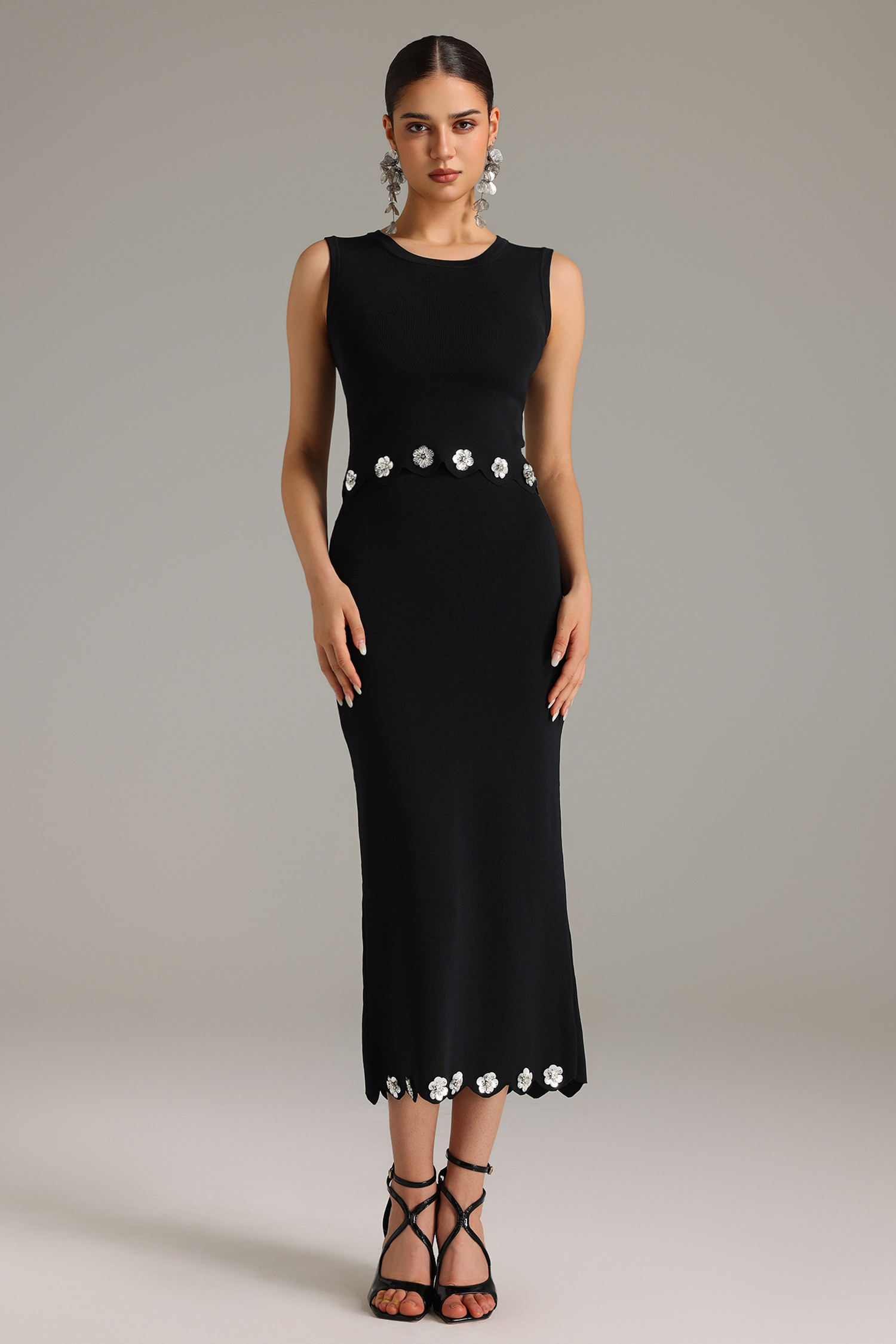 Giacinta Sleeveless Flowers  Knitted Set