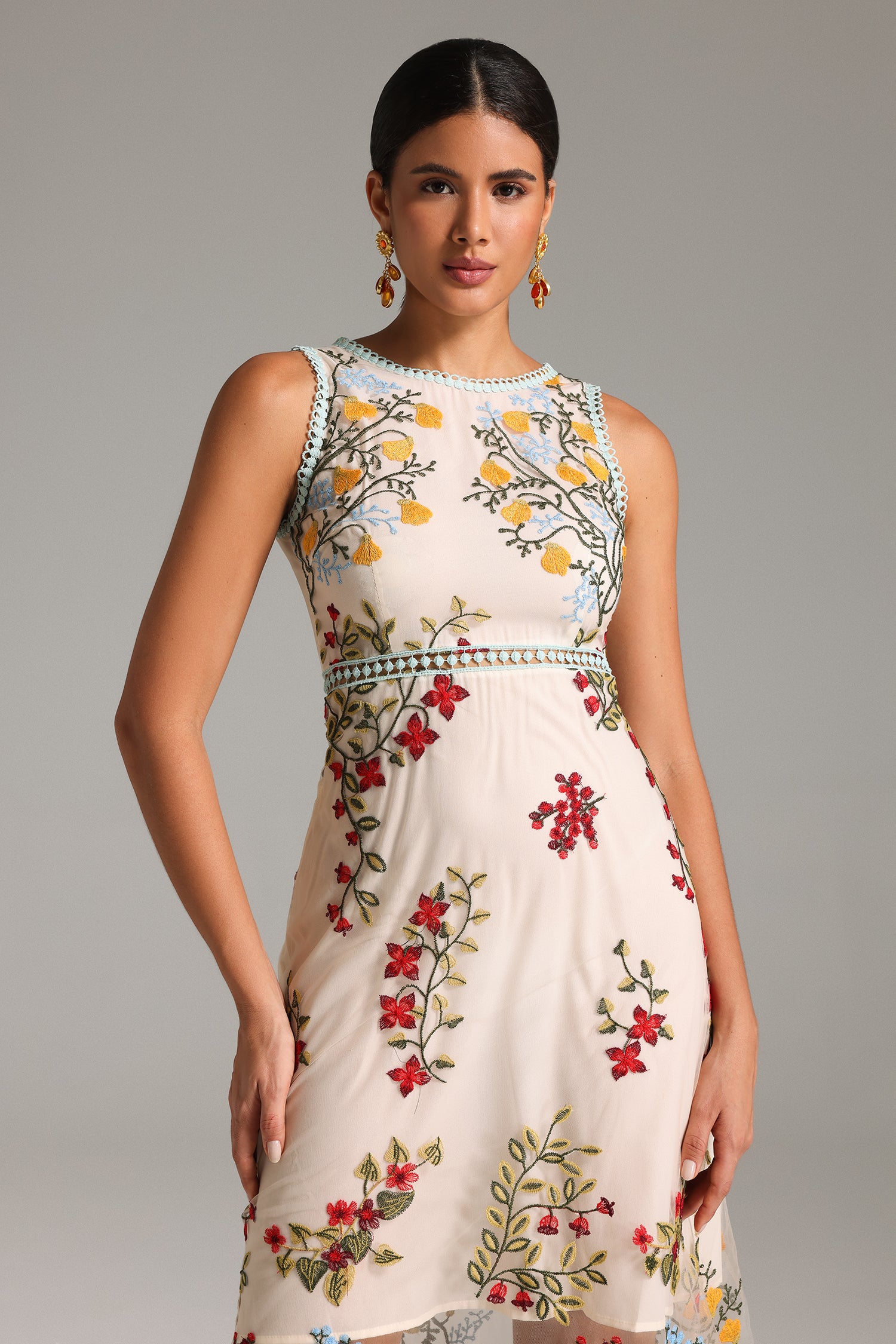 Giselle Floral Embroidered  Dress