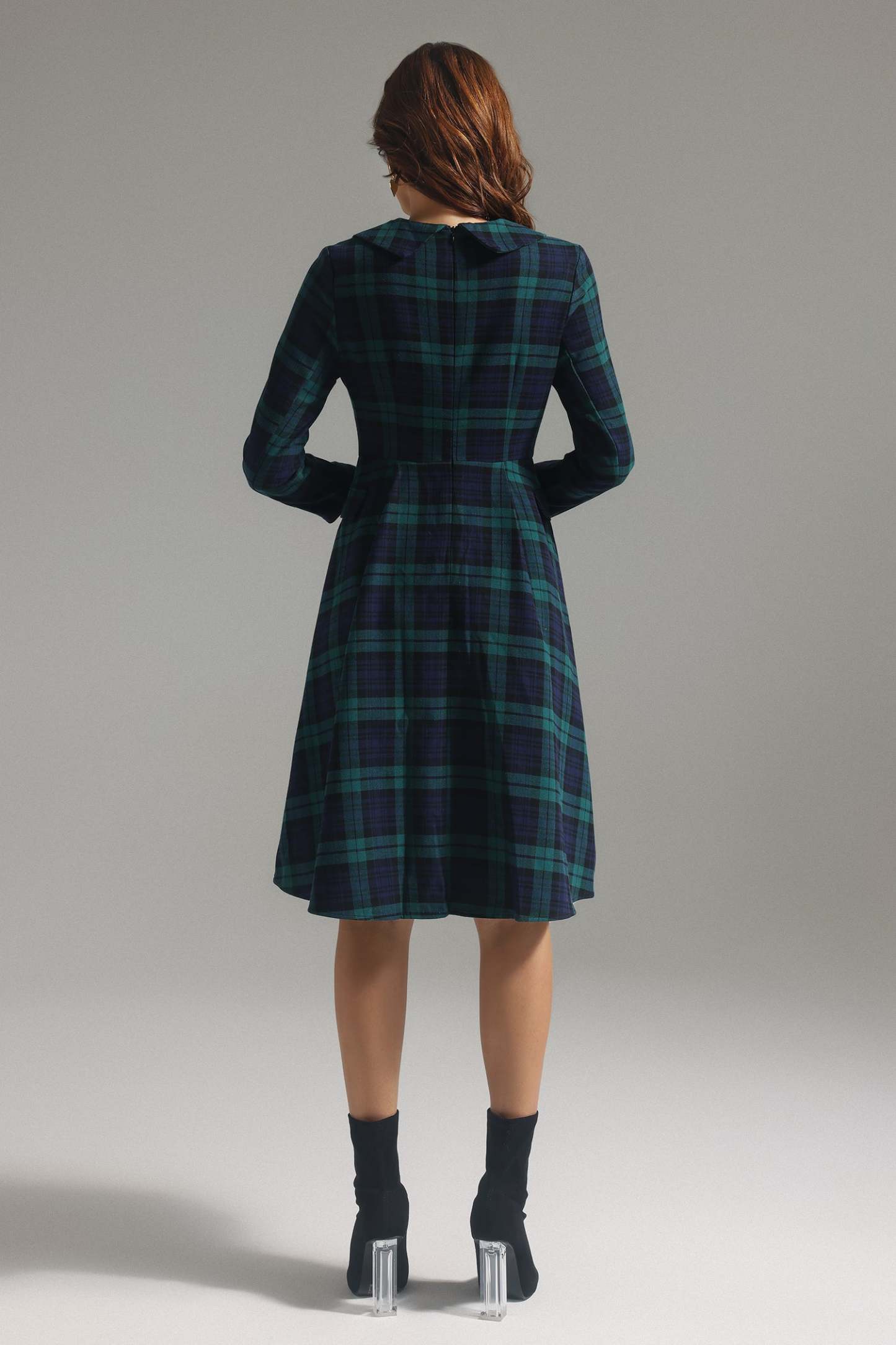 Gloria Lapel Plaid Dress