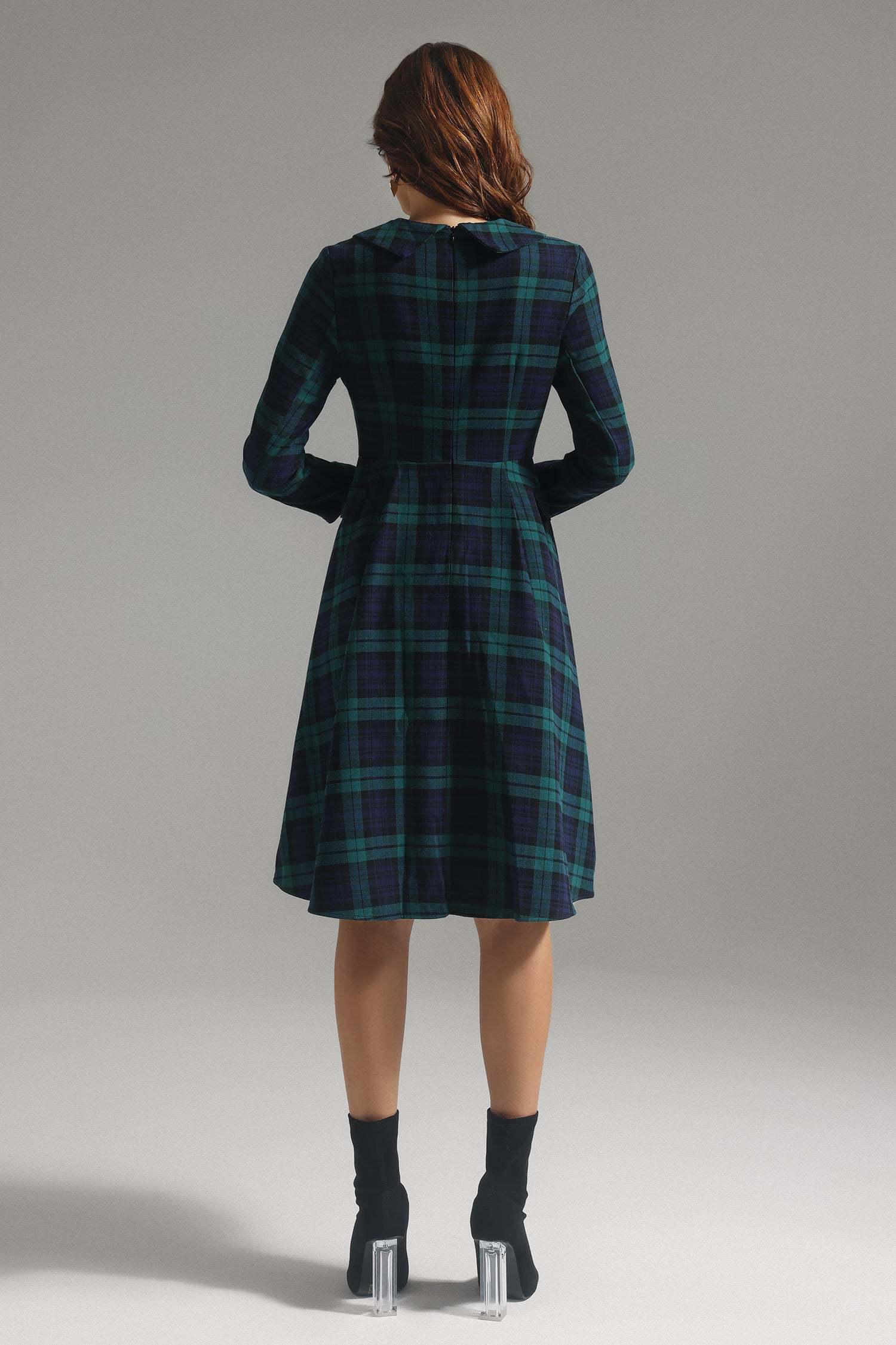 Gloria Lapel Plaid Dress