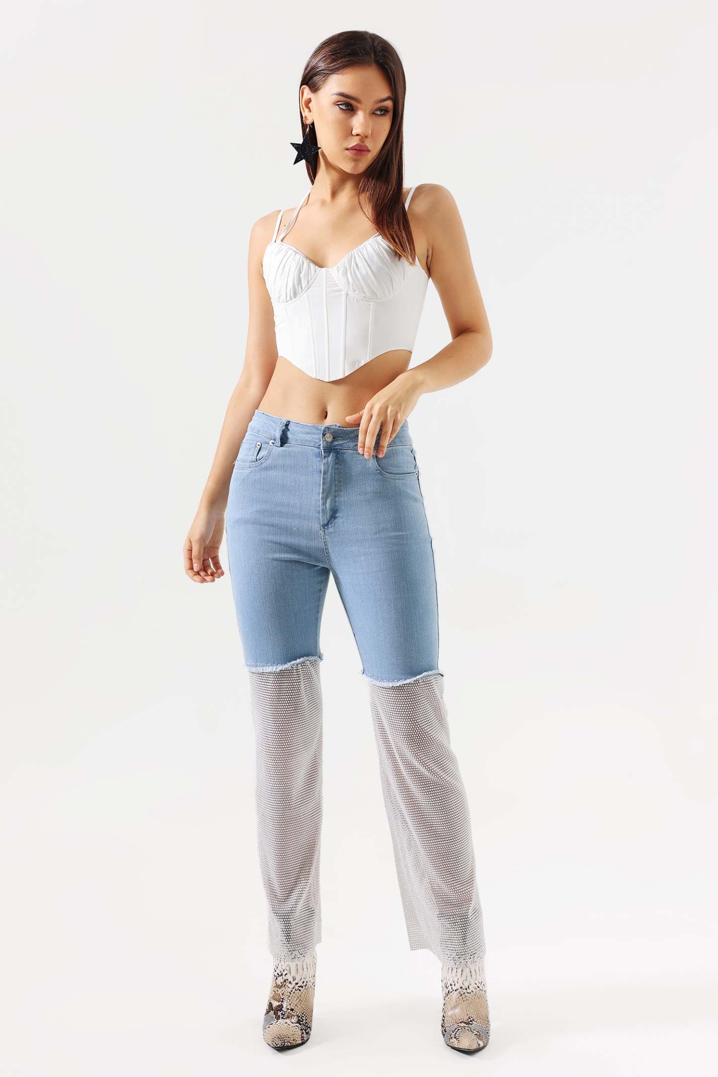 Gunnhild Diamante Net Patchwork Jeans