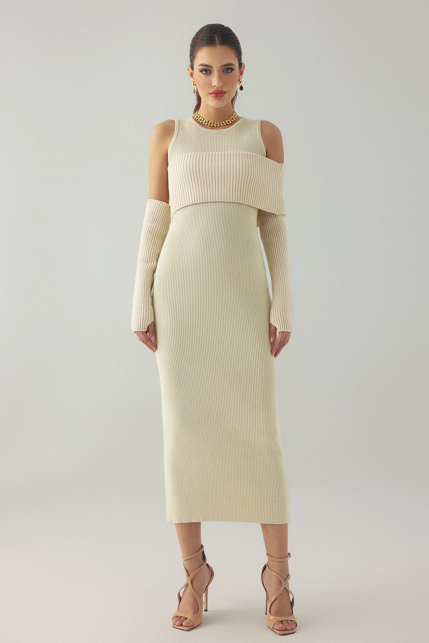 Hazada Knitted Dress - White