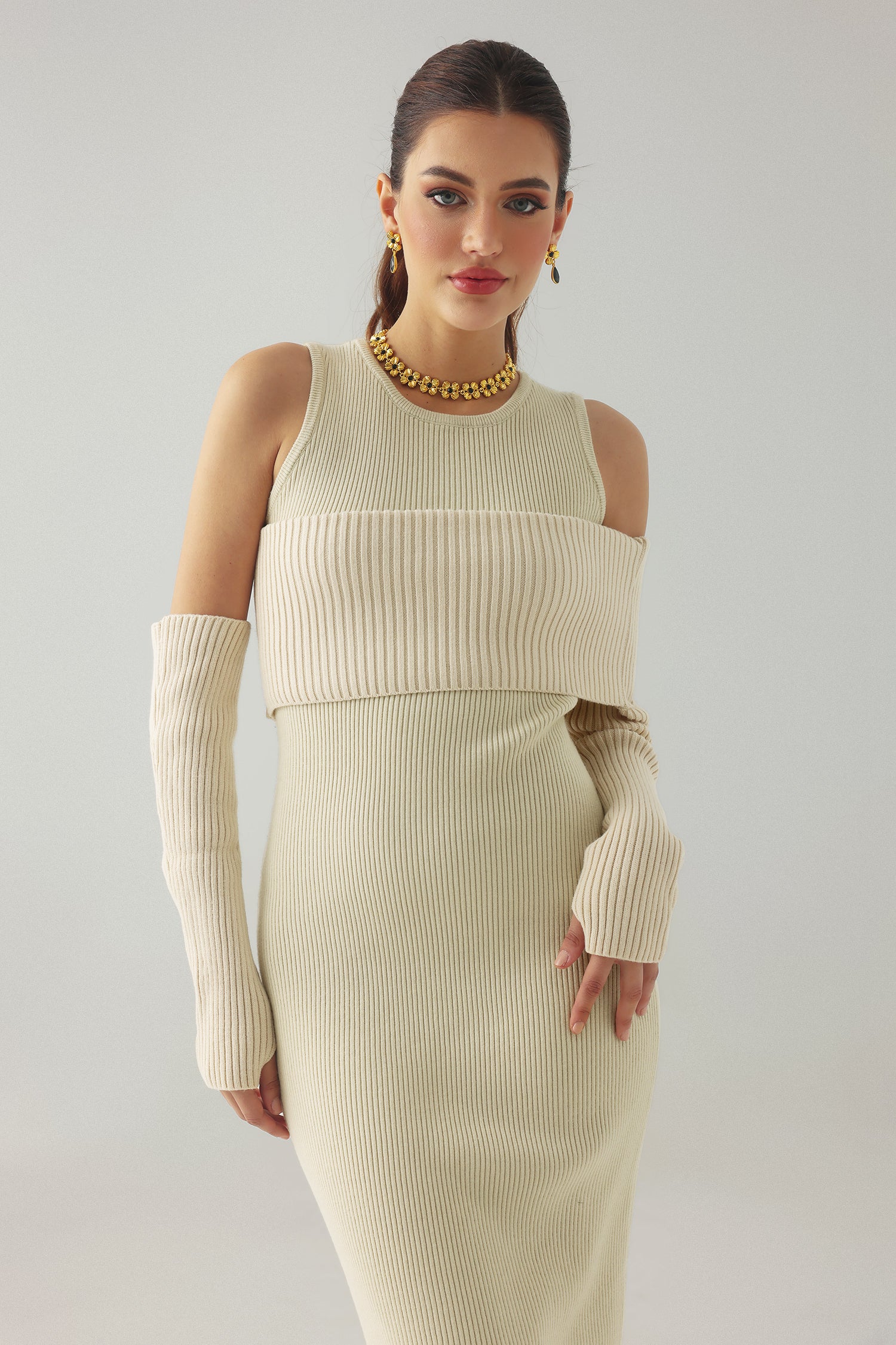 Hazada Knitted Dress - White