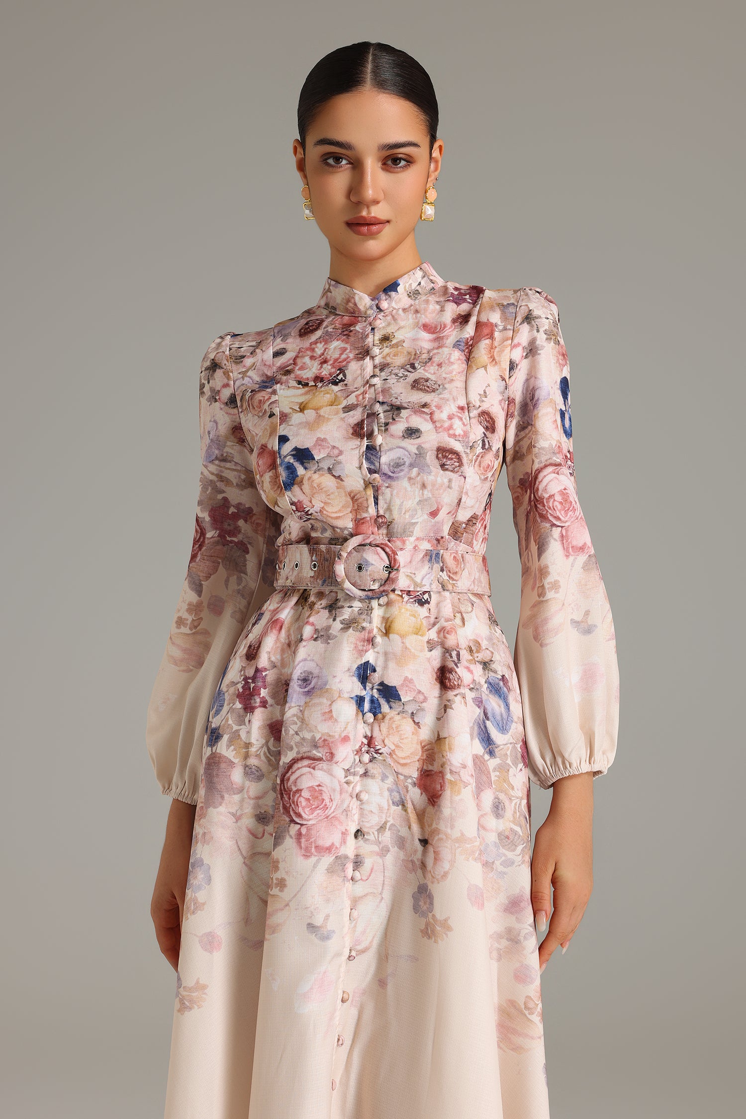 Heisel Button-Front Printed Midi Dress