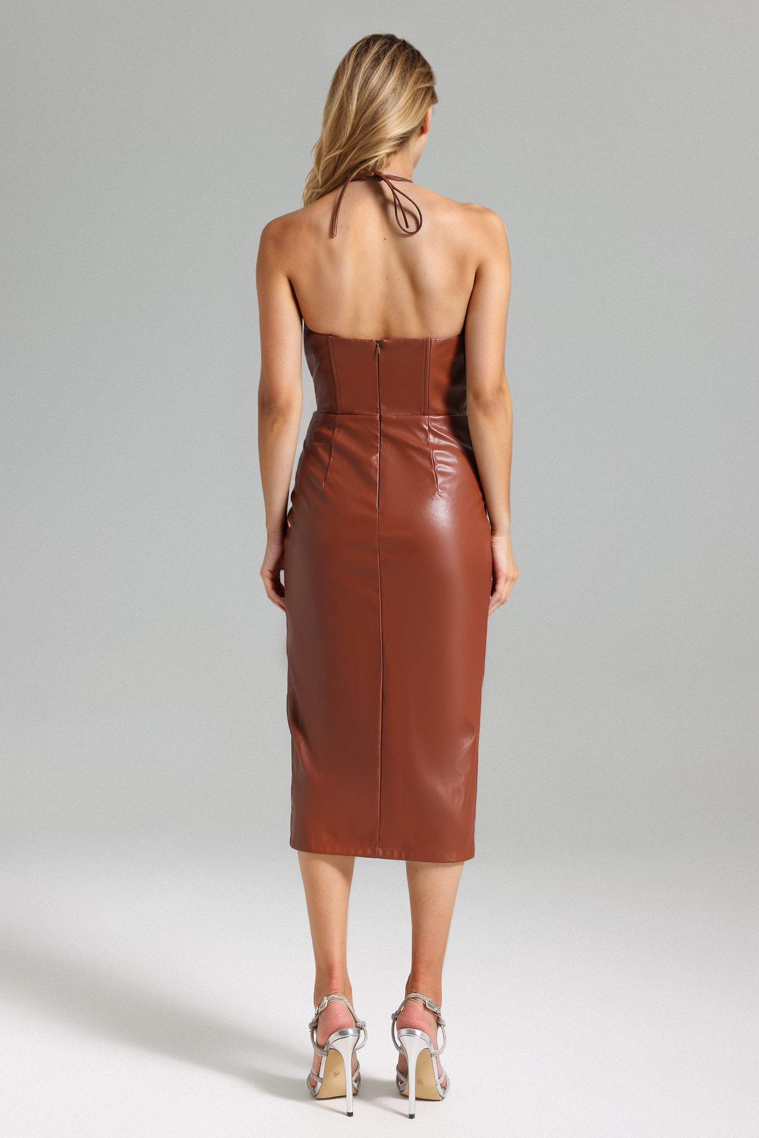 Holly Halter Leather Cut Out Dress