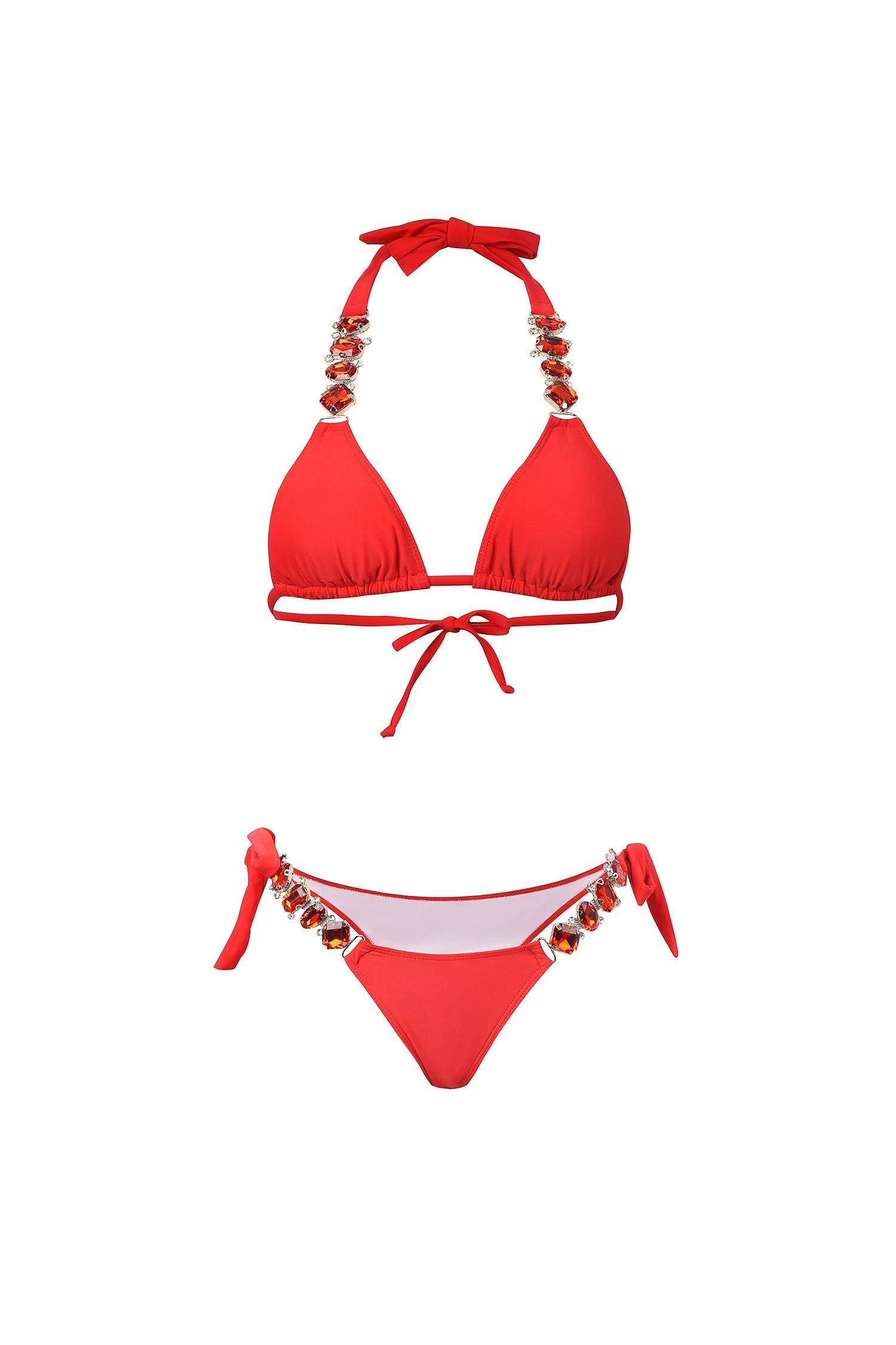 Red Diamond Deluxe Extreme Mini Micro Thong Bikini – Sunset and Swim