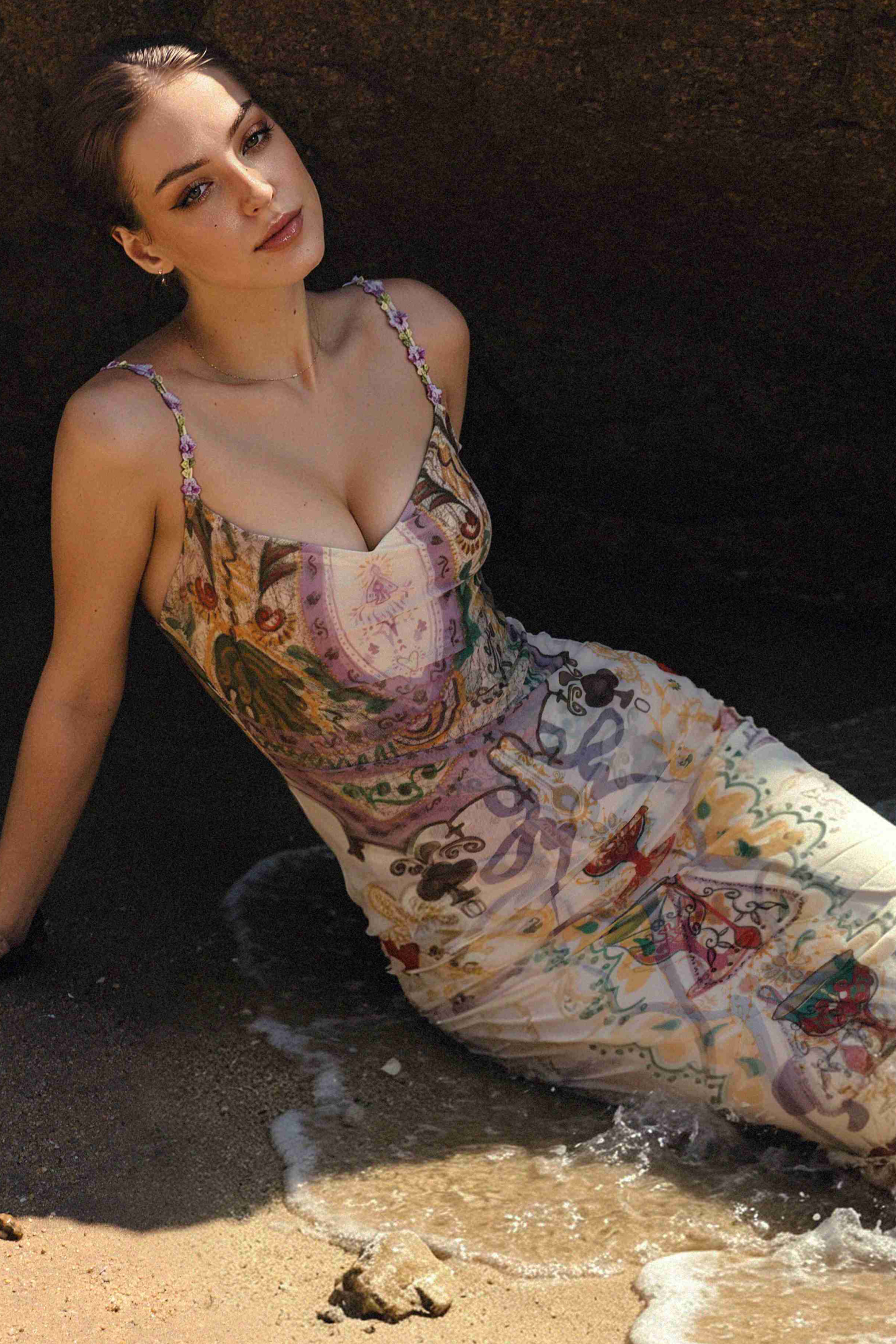 Xapana Resort Contour Sleeveless Mesh Maxi Dress