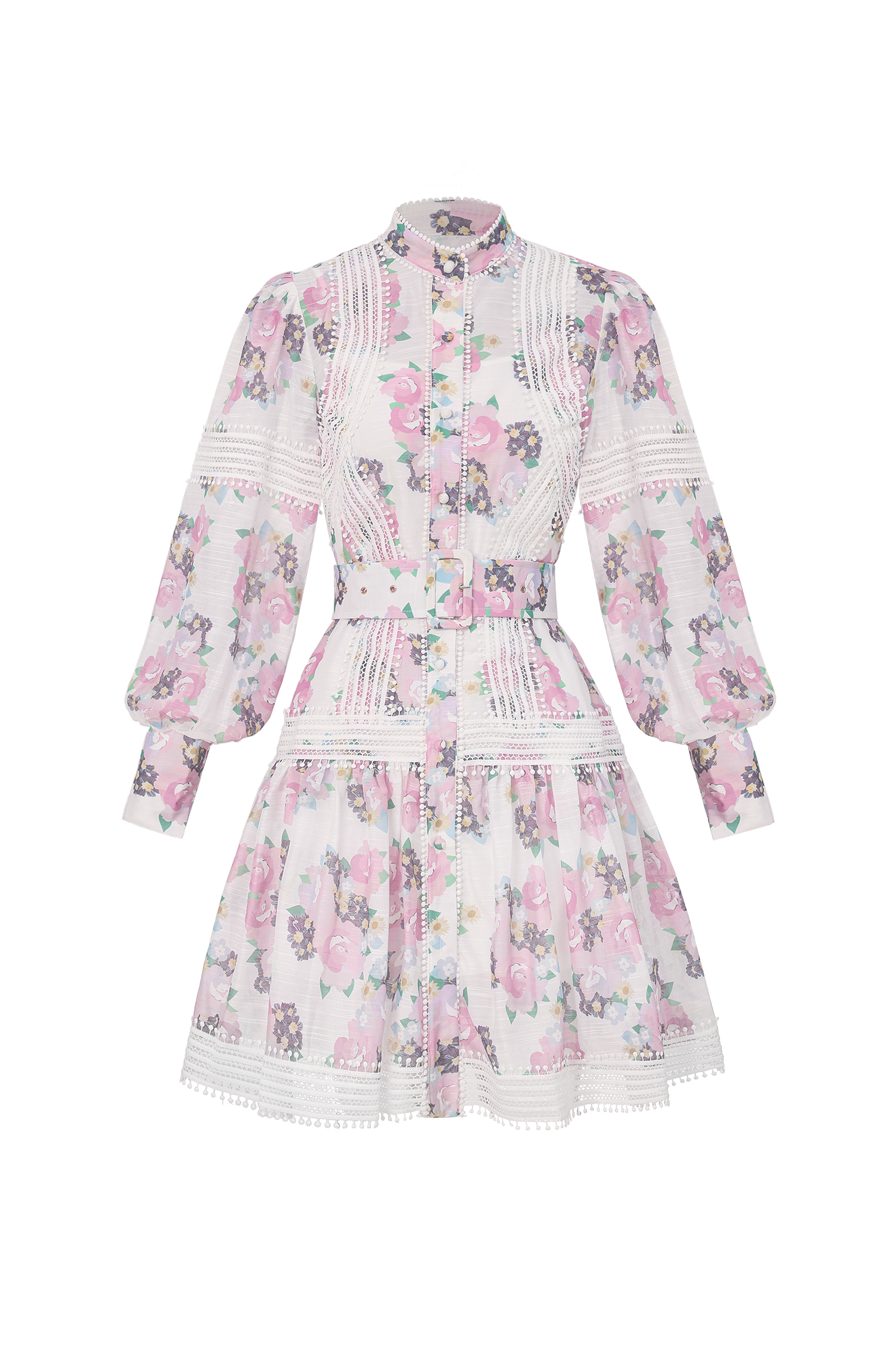 Myrna Lace Decorated Printed Dress