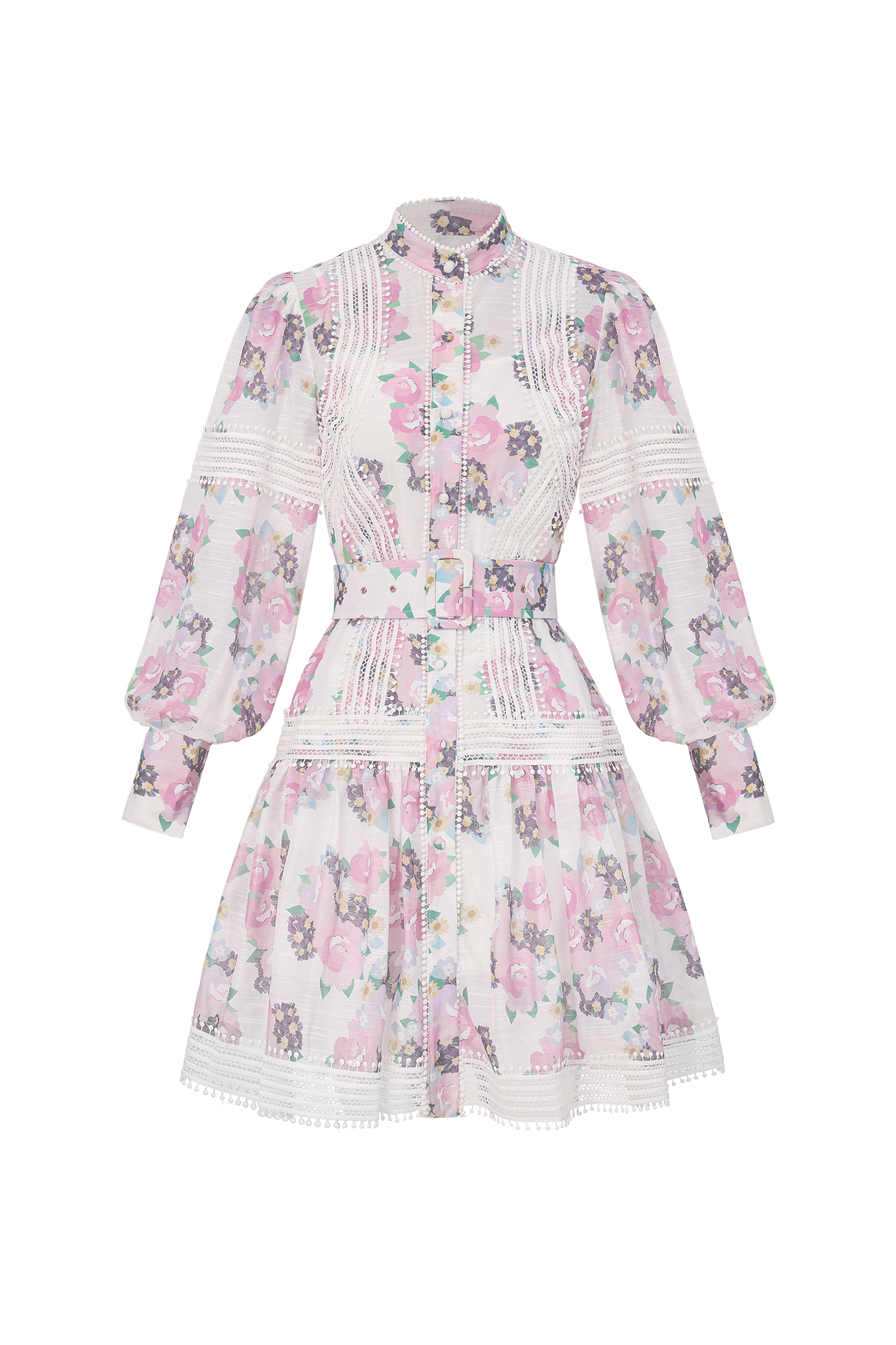 Myrna Lace Decorated Printed Dress