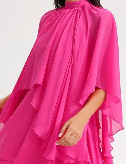 Stand Collar Ruffle Hem Maxi Dress