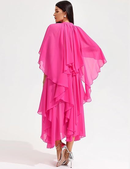 Stand Collar Ruffle Hem Maxi Dress