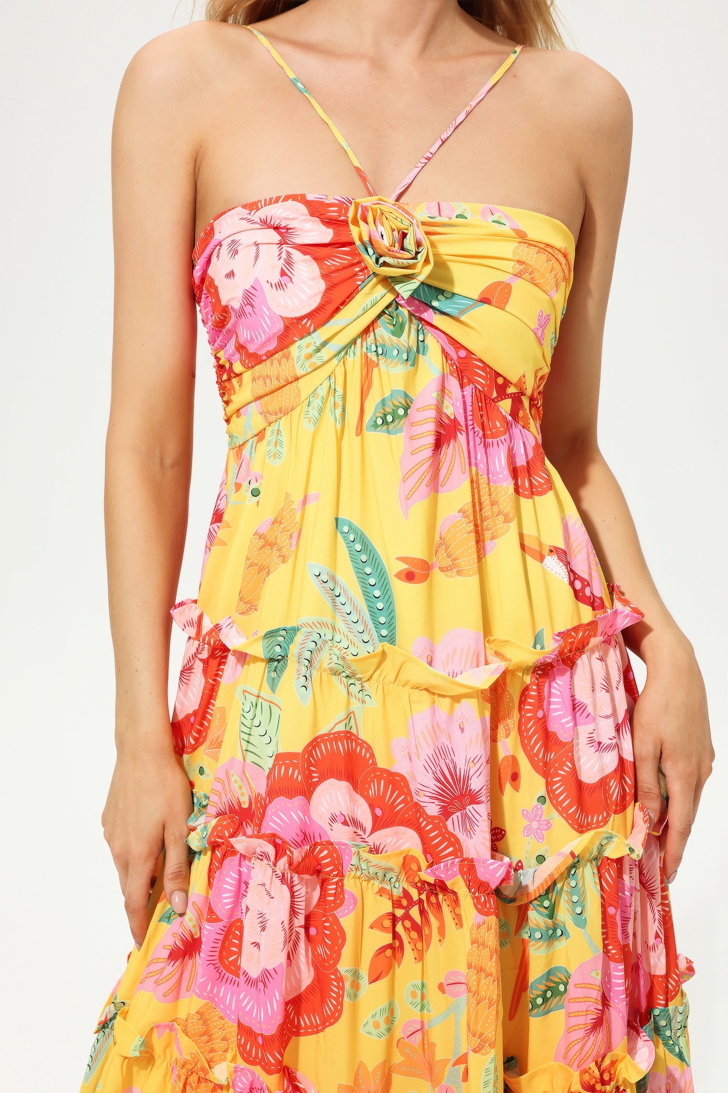 Floral Ruffle Hem Cami Maxi Dress