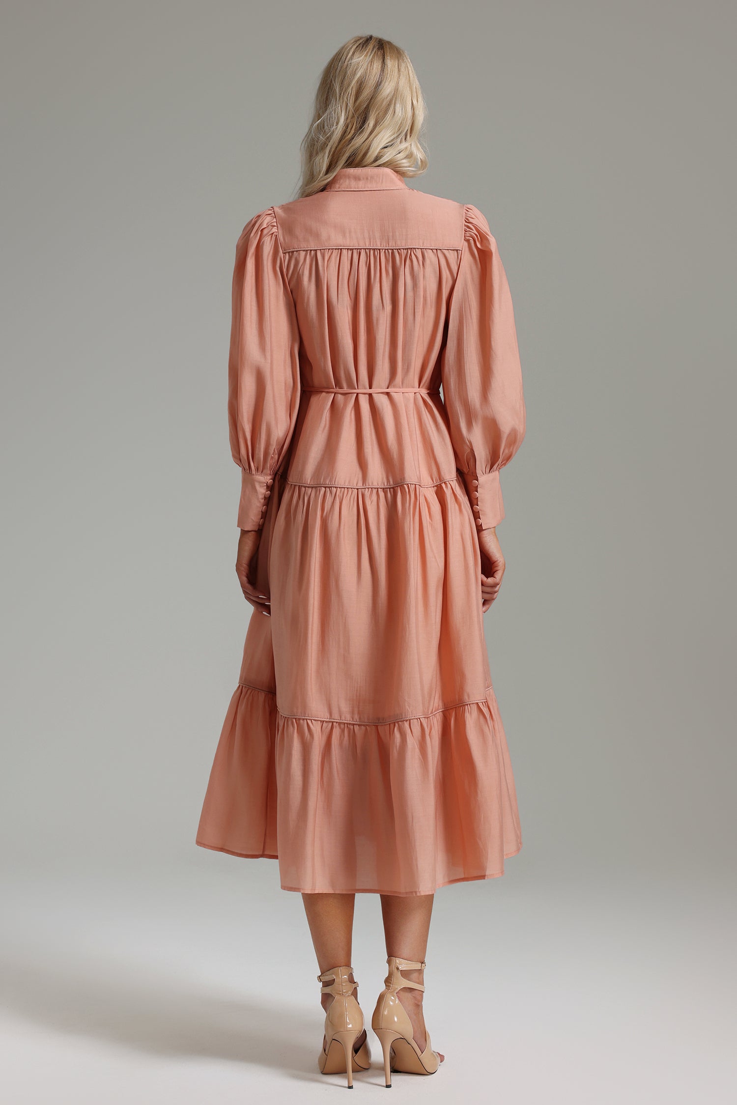Janneth Button Placket Ruffle Dress