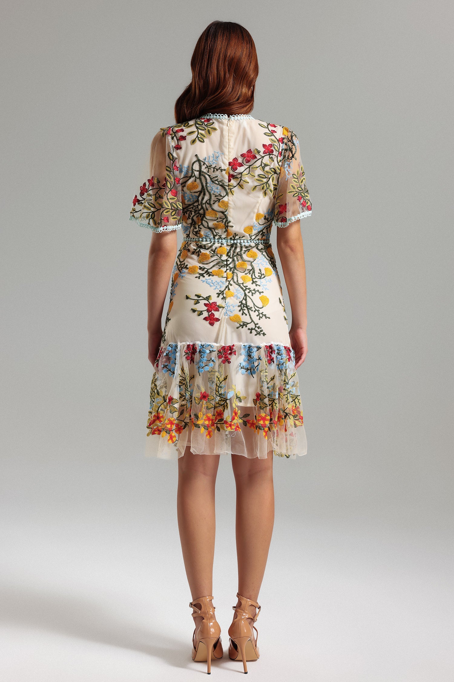 Julieta Floral Embroidery Midi Dress