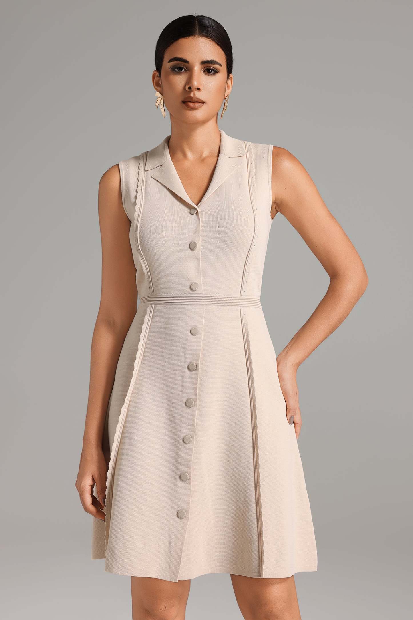 KIavia Lapel Collar Knitted Dress