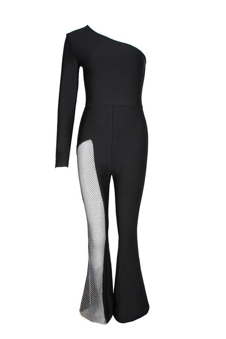 Kanye One Shoulder Diamond Jumpsuit - Bellabarnett