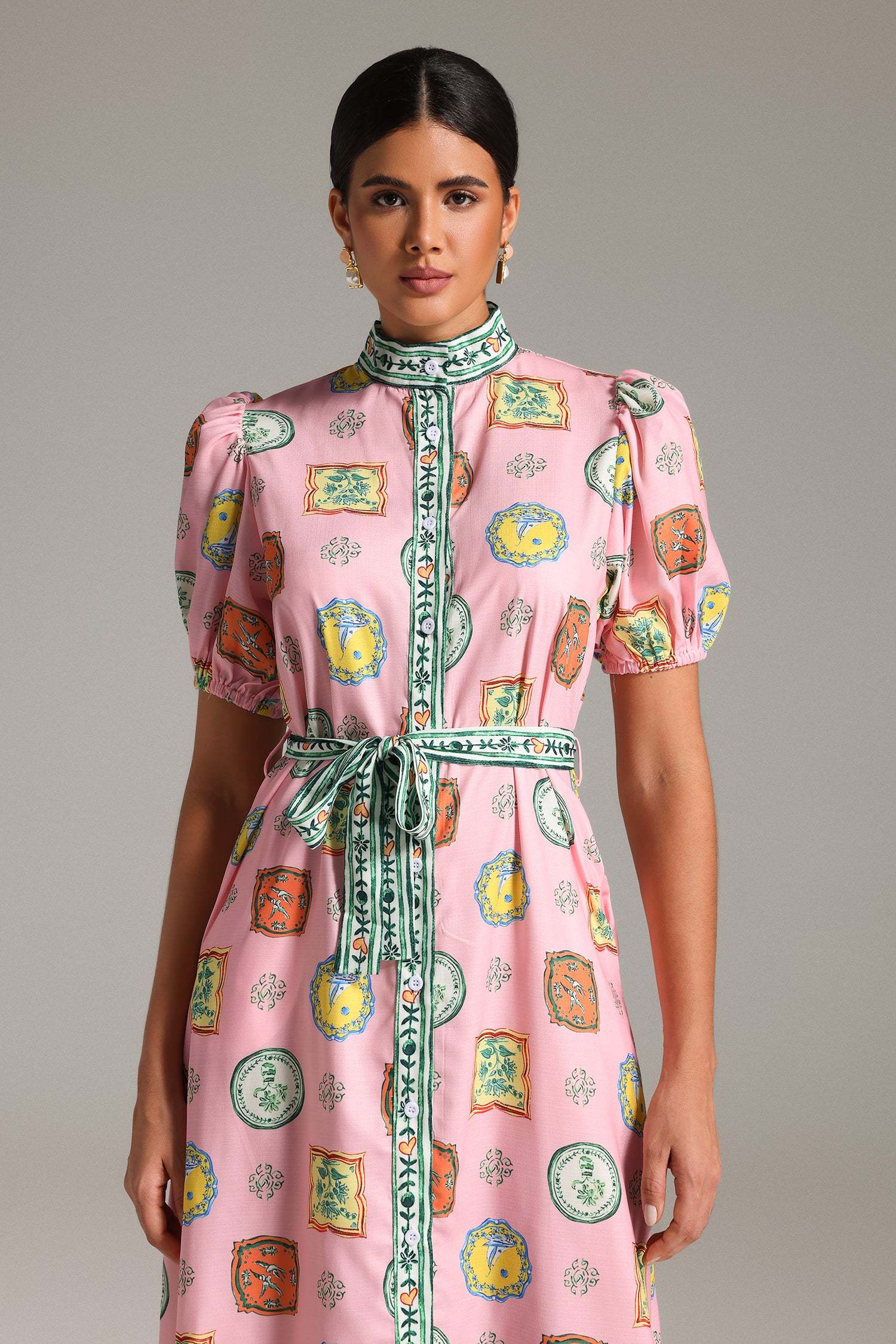 Karmen Printed Button Placket Dress