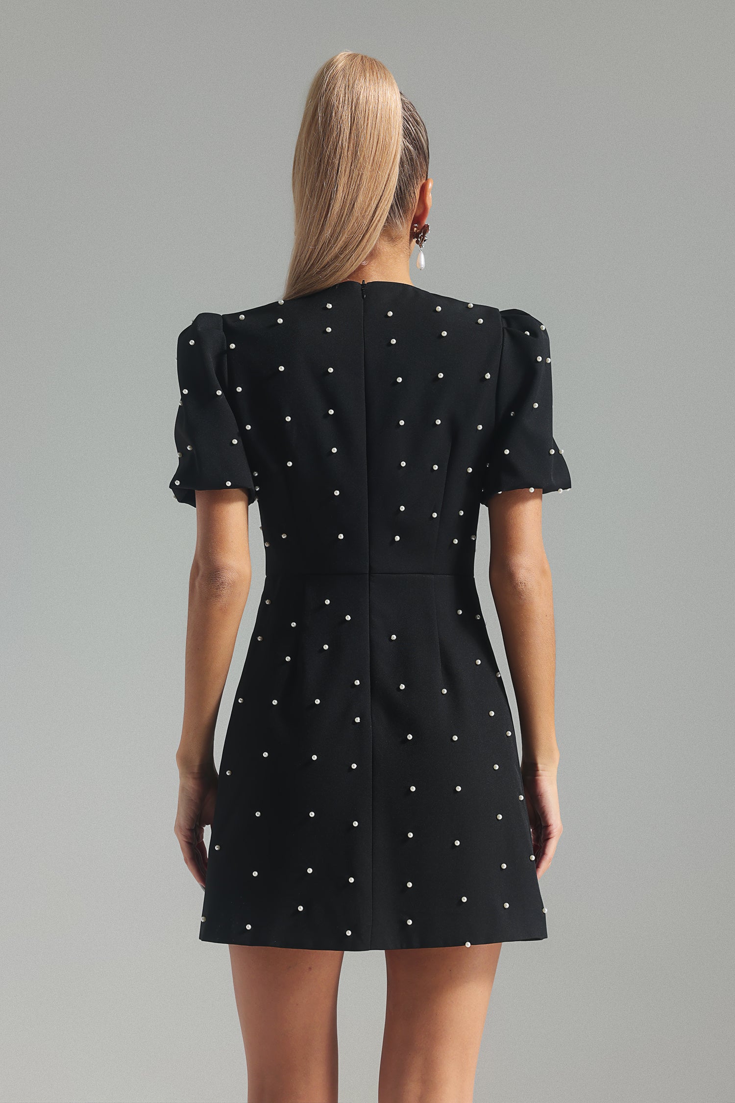 Karolina Pearl Bow knot Mini Dress