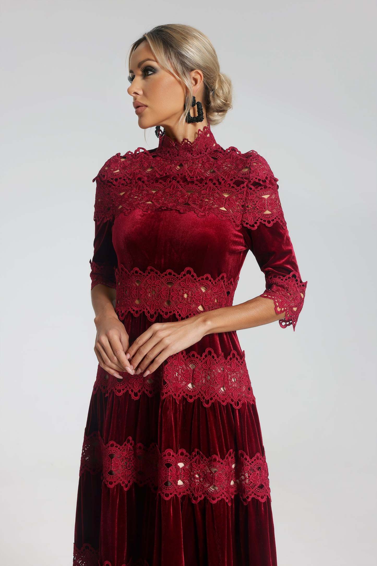 Katharine Velvet Lace Maxi Dress