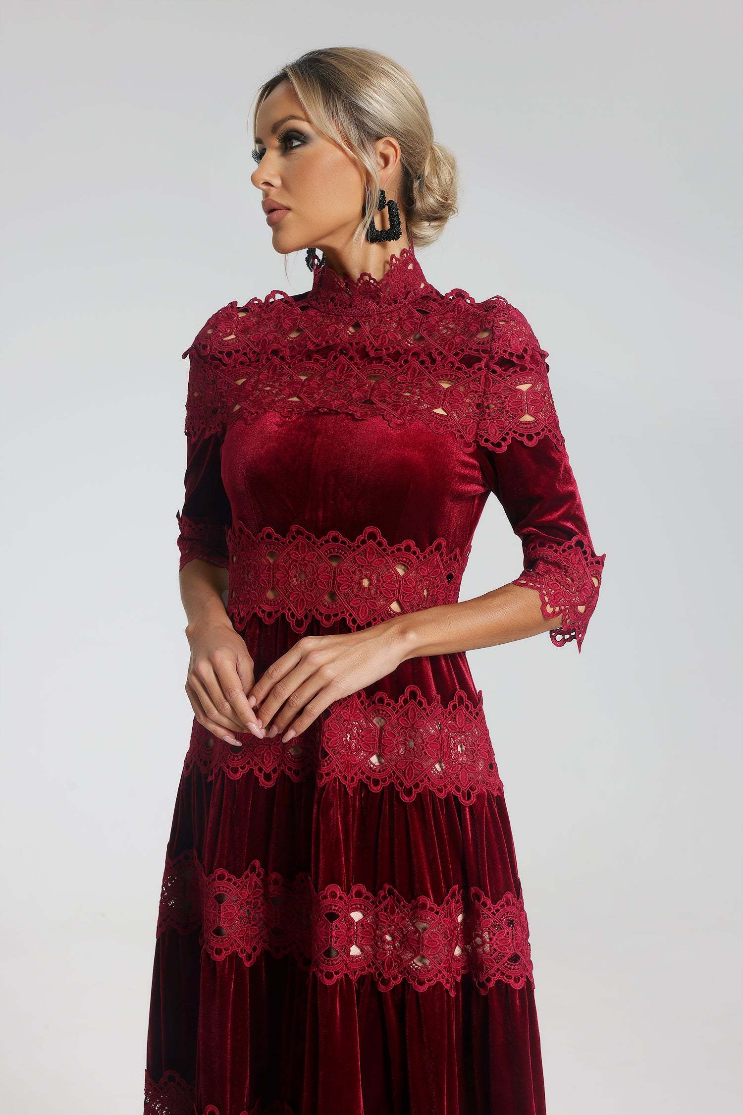 Katharine Velvet Lace Maxi Dress