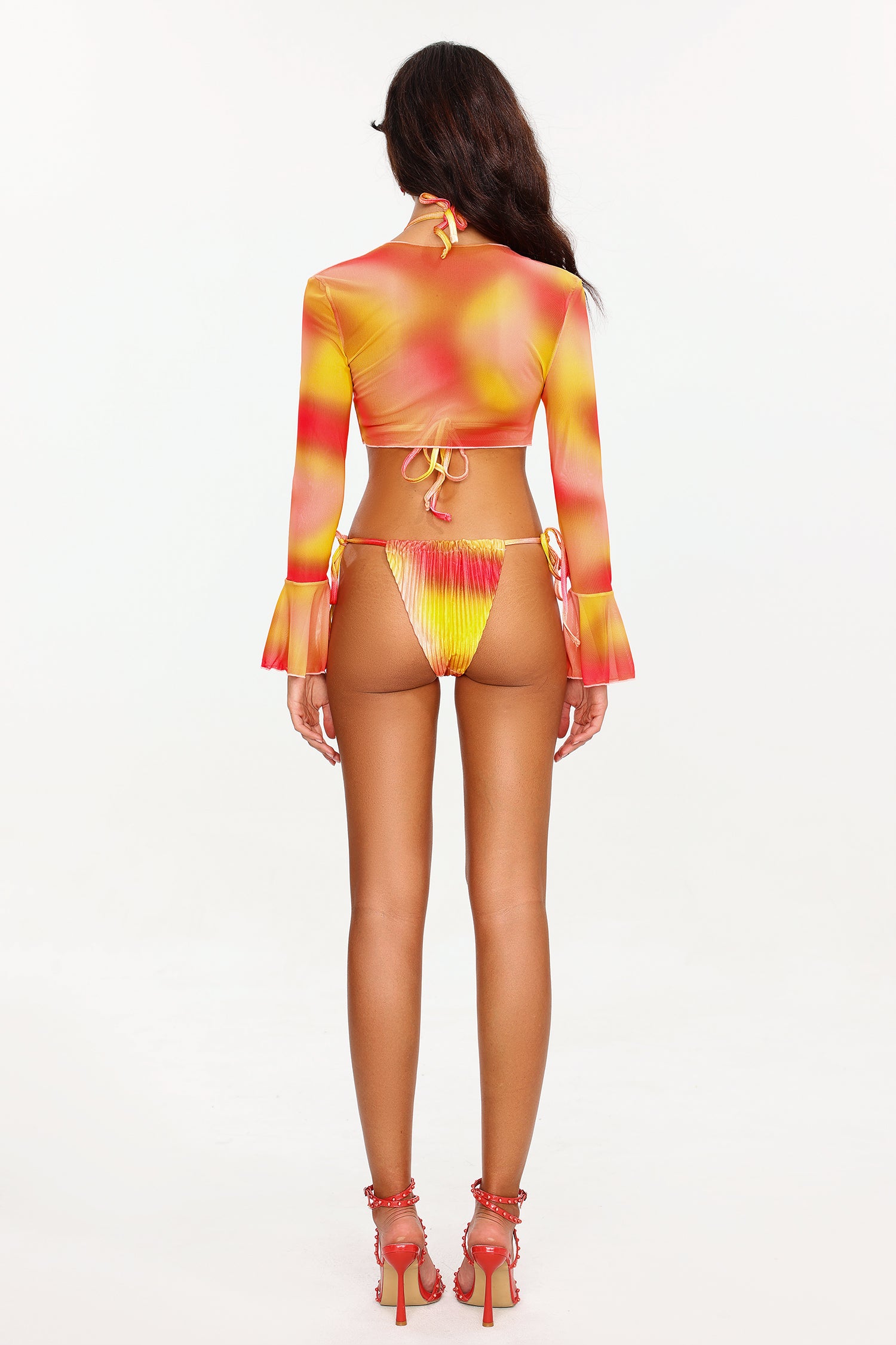 Kimmi Gradient Halter Bikini Three Piece Set