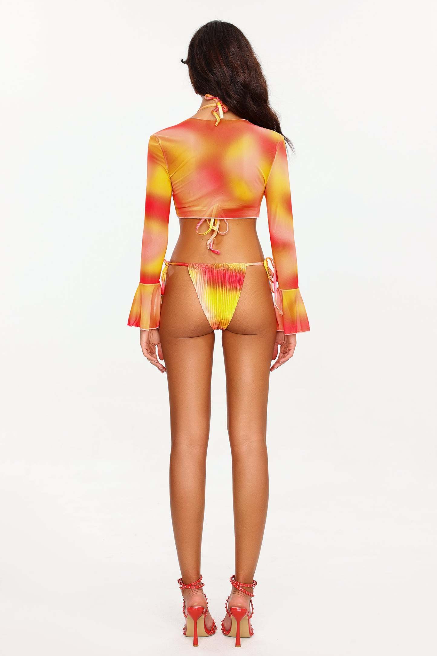 Kimmi Gradient Halter Bikini Three Piece Set
