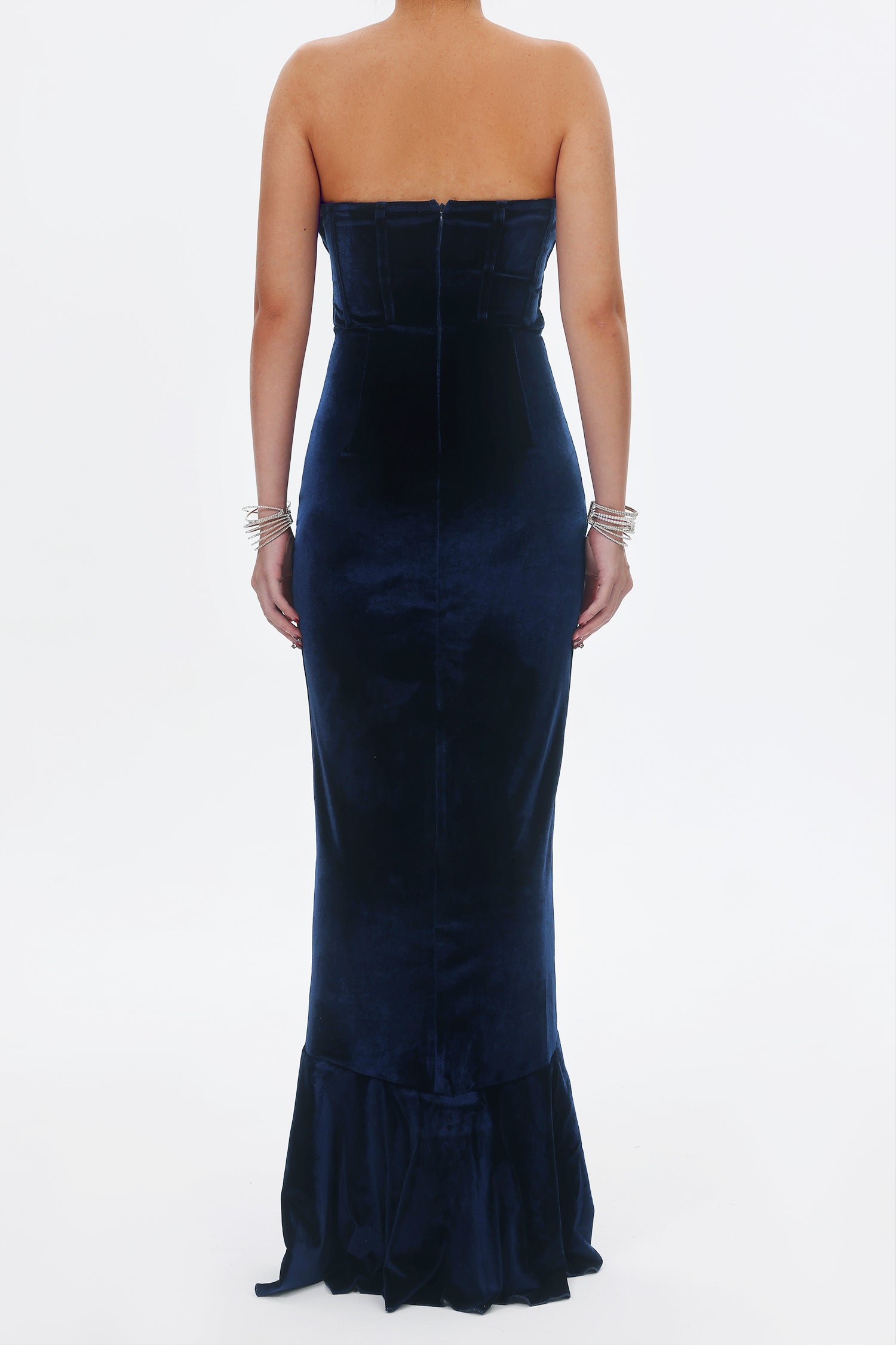 Kristin Sequins Velvet Dress-Blue
