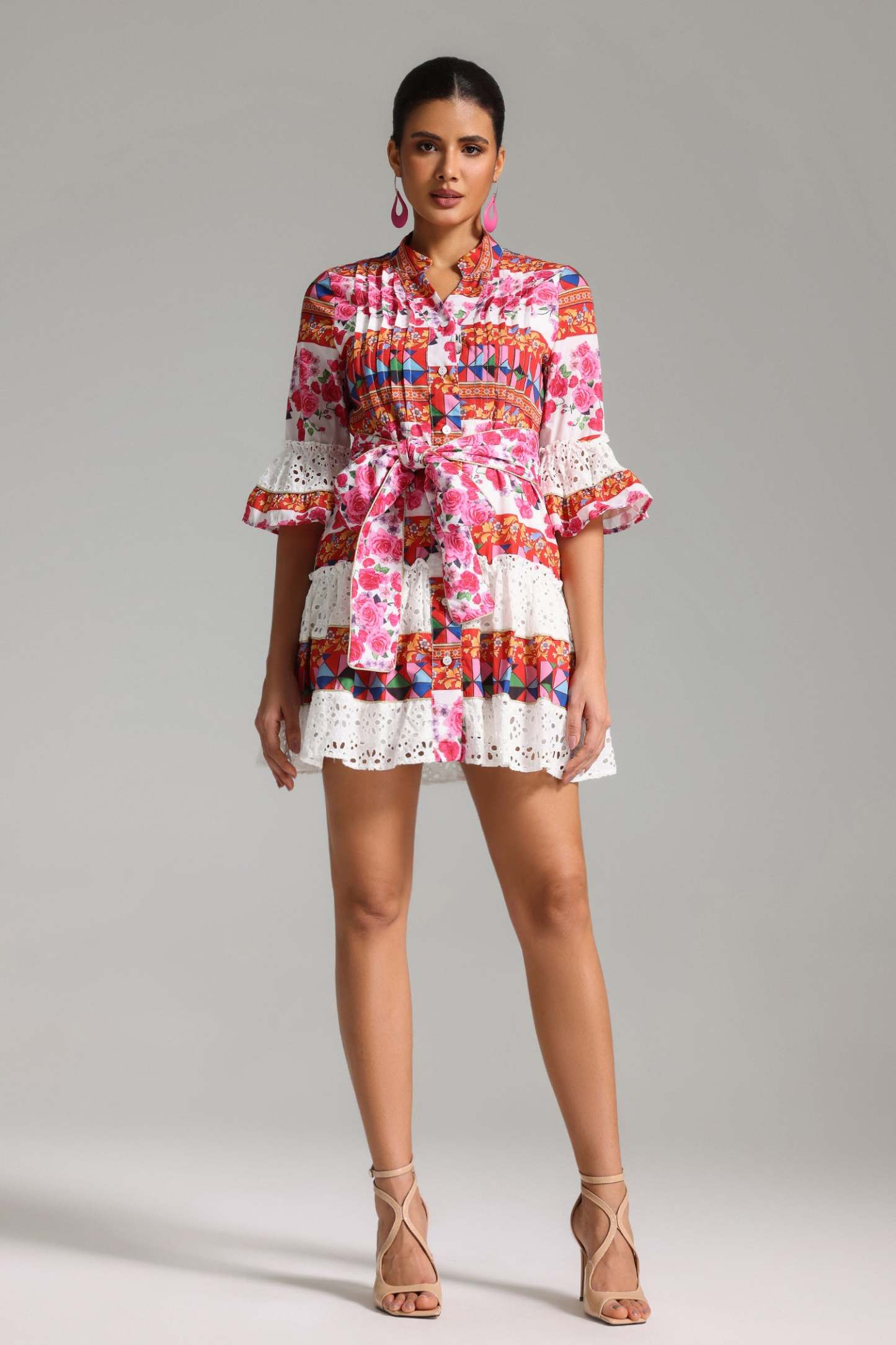 Krystal Lace Printed Mini Dress