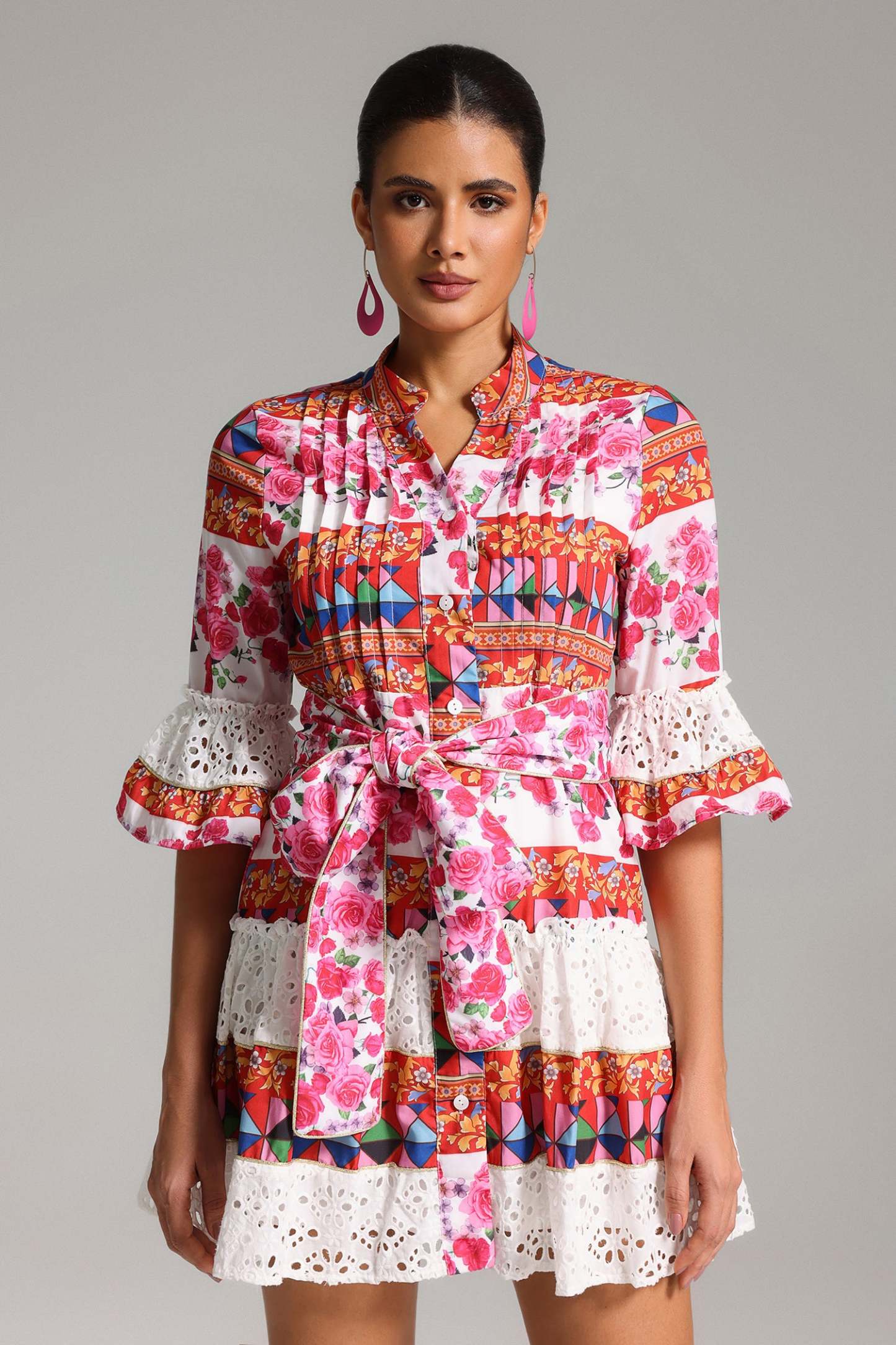 Krystal Lace Printed Mini Dress