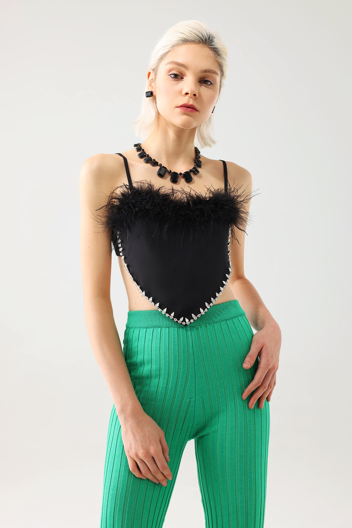 Kuhany Feather Halter Top