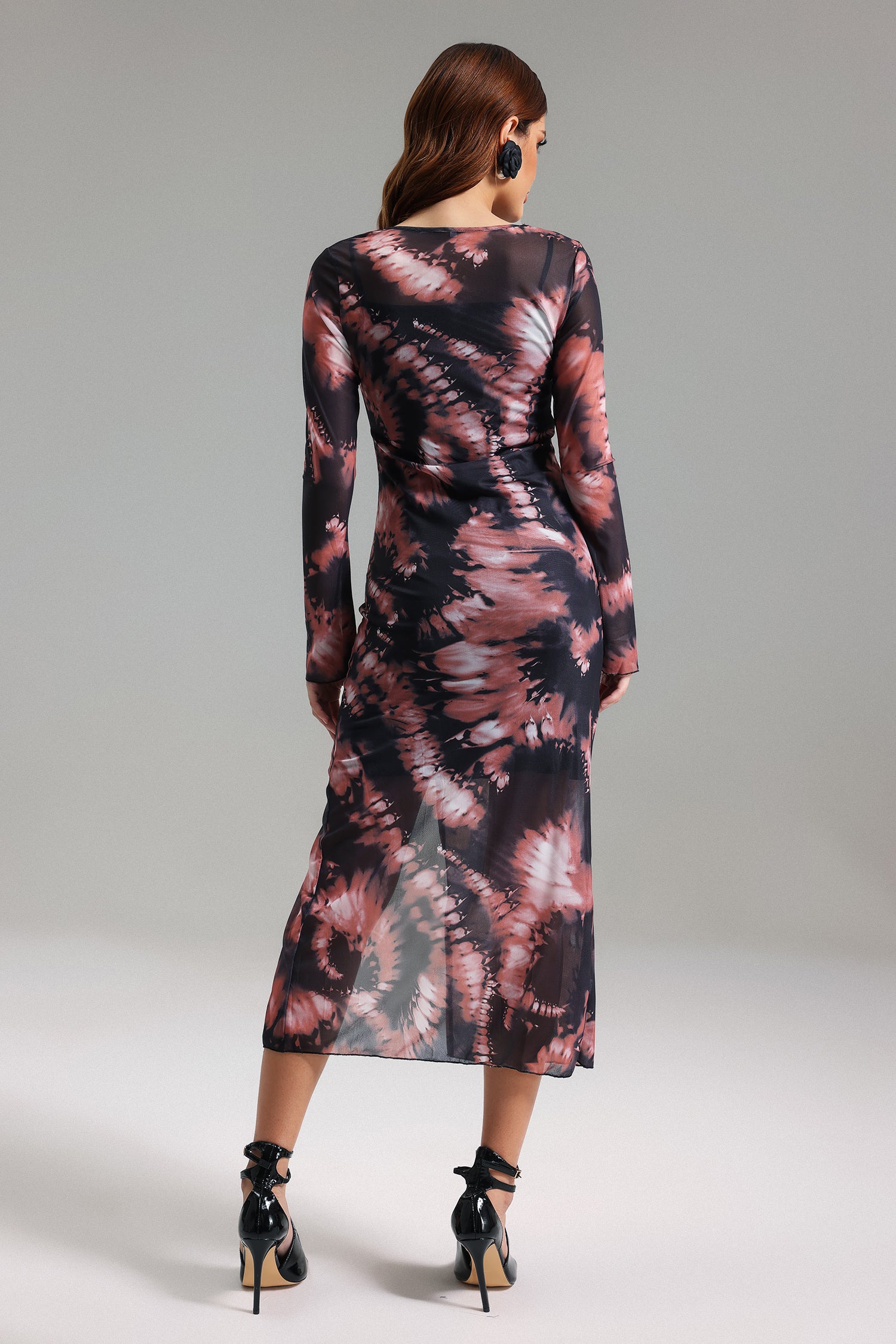 Lalida Printed Slit Midi Dress