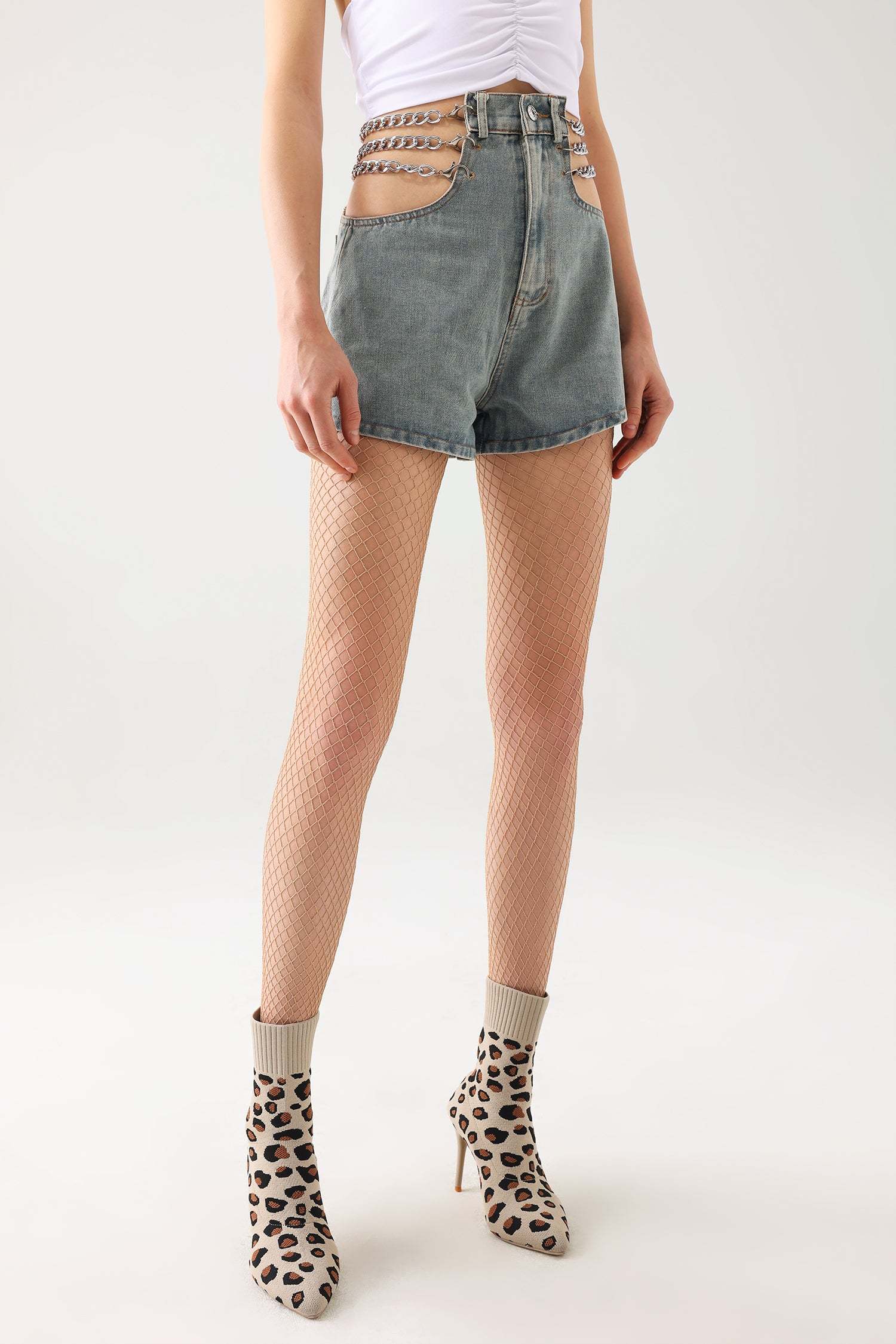 Lerae Chains Denim Shorts