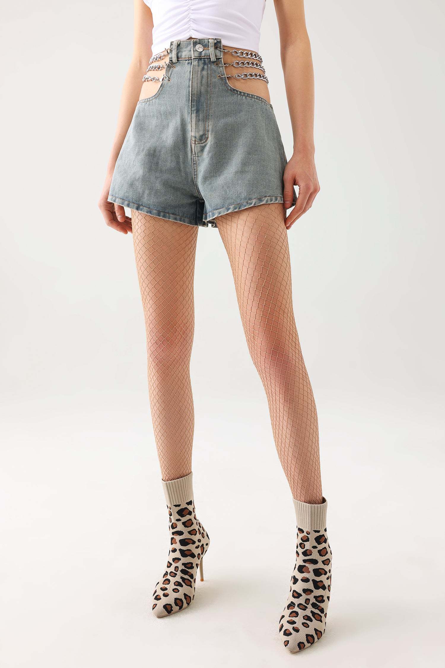 Lerae Chains Denim Shorts