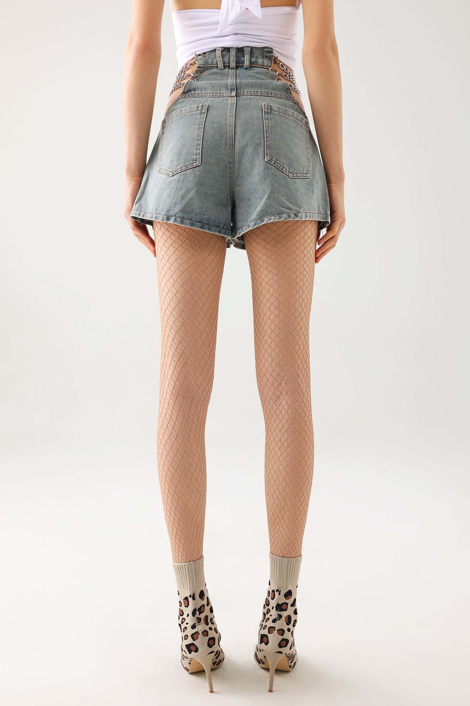 Lerae Chains Denim Shorts