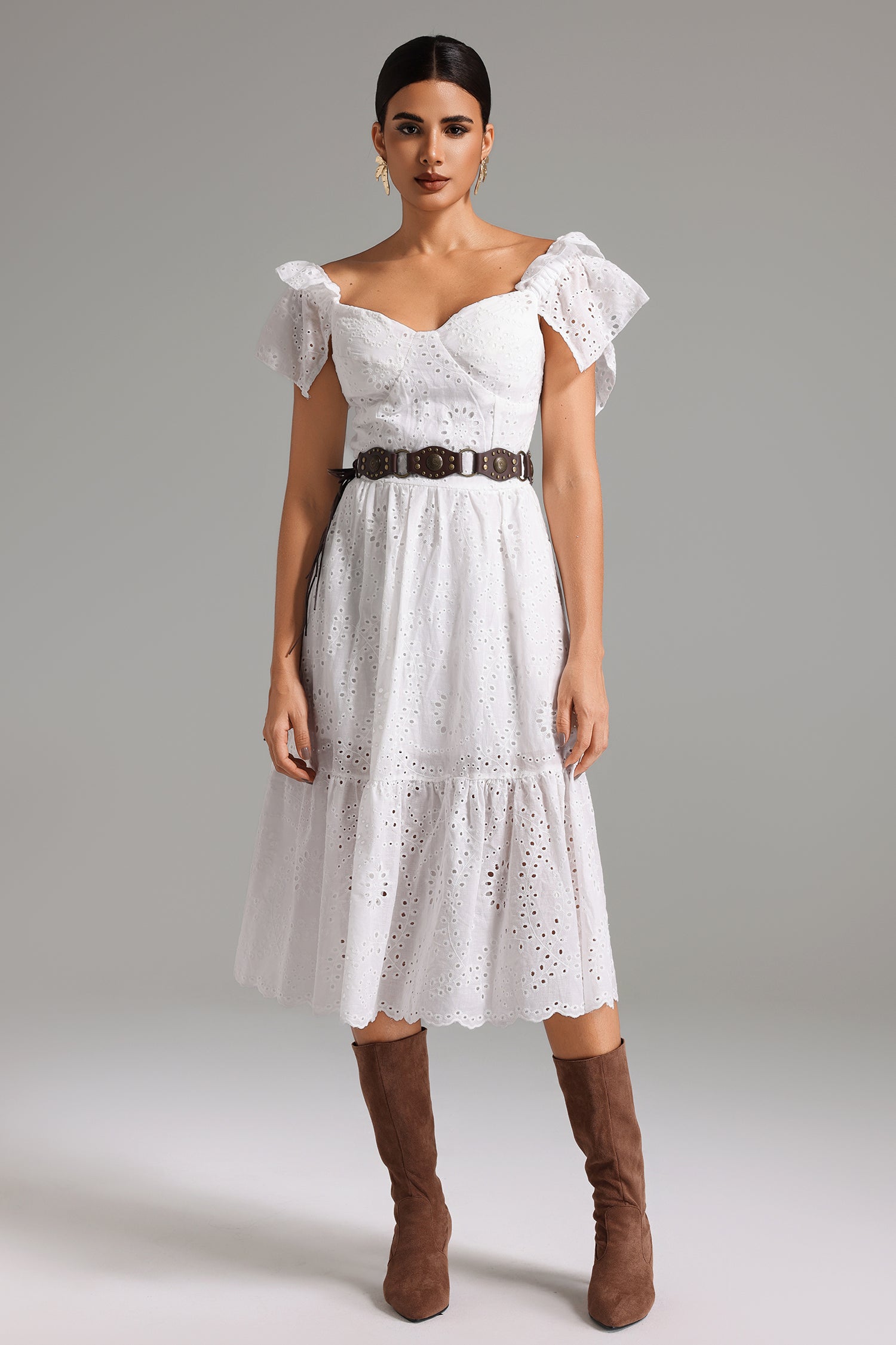 Lesley Embroidery Lace Midi Dress