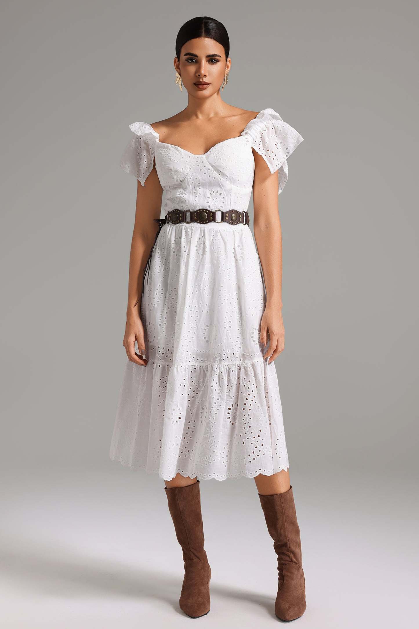 Lesley Embroidery Lace Midi Dress