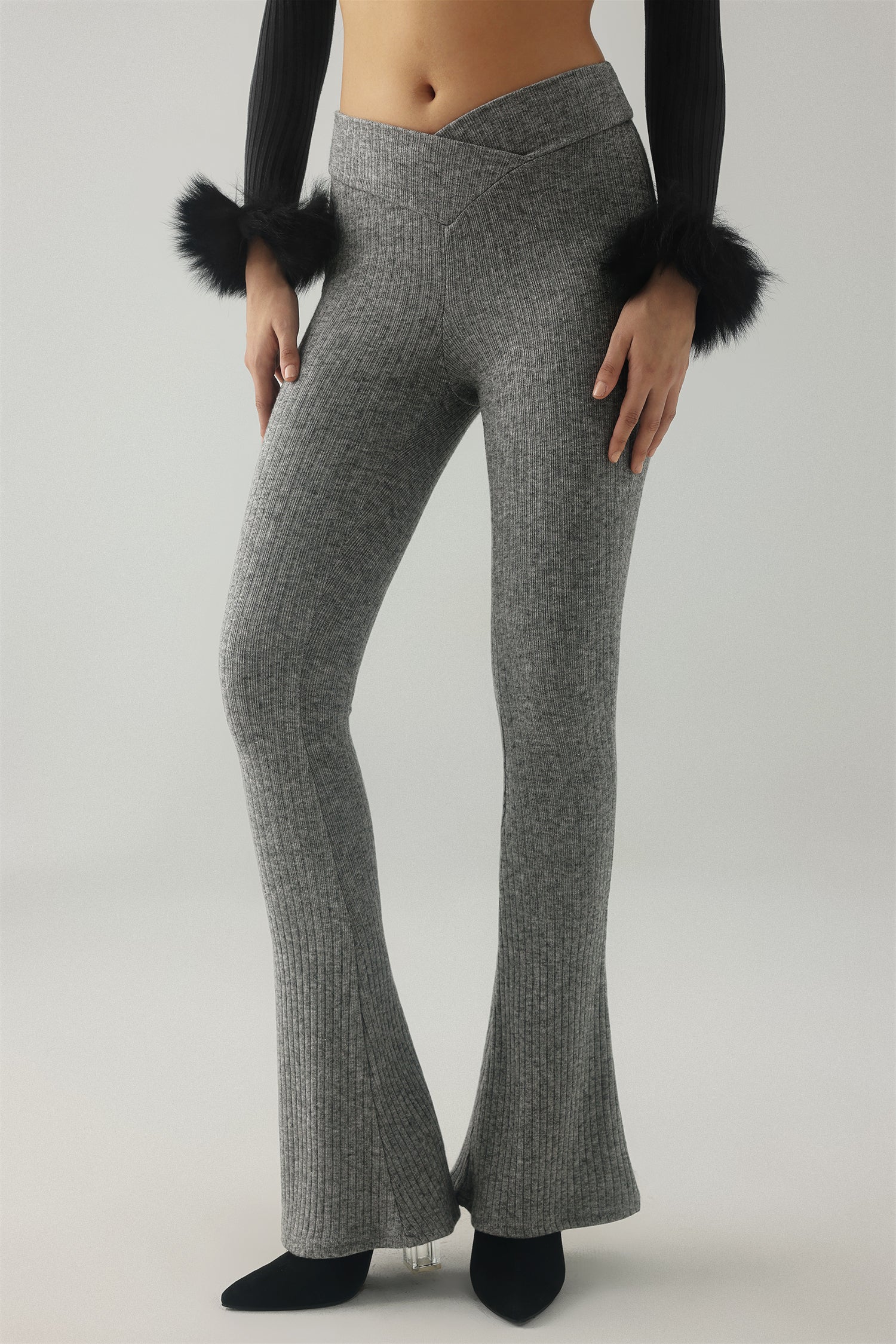 Lilith Knitted Pants - Black - Gray