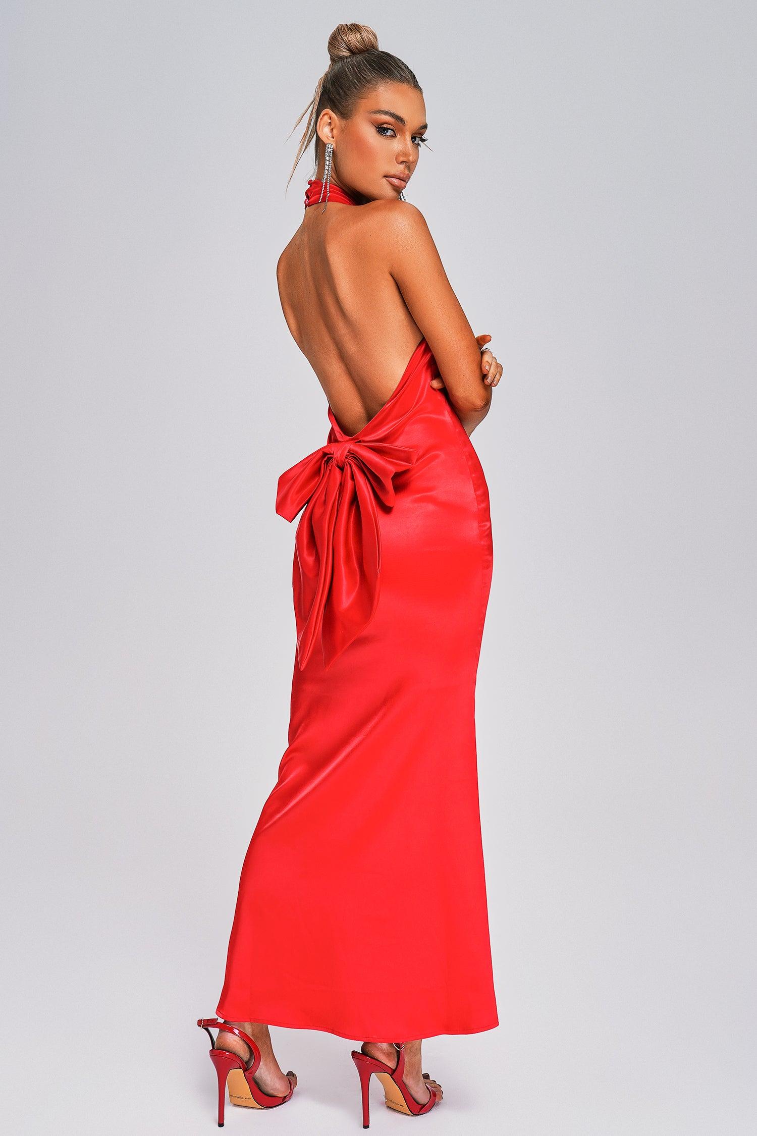 Lillian Halter Satin Maxi Dress - Bellabarnett