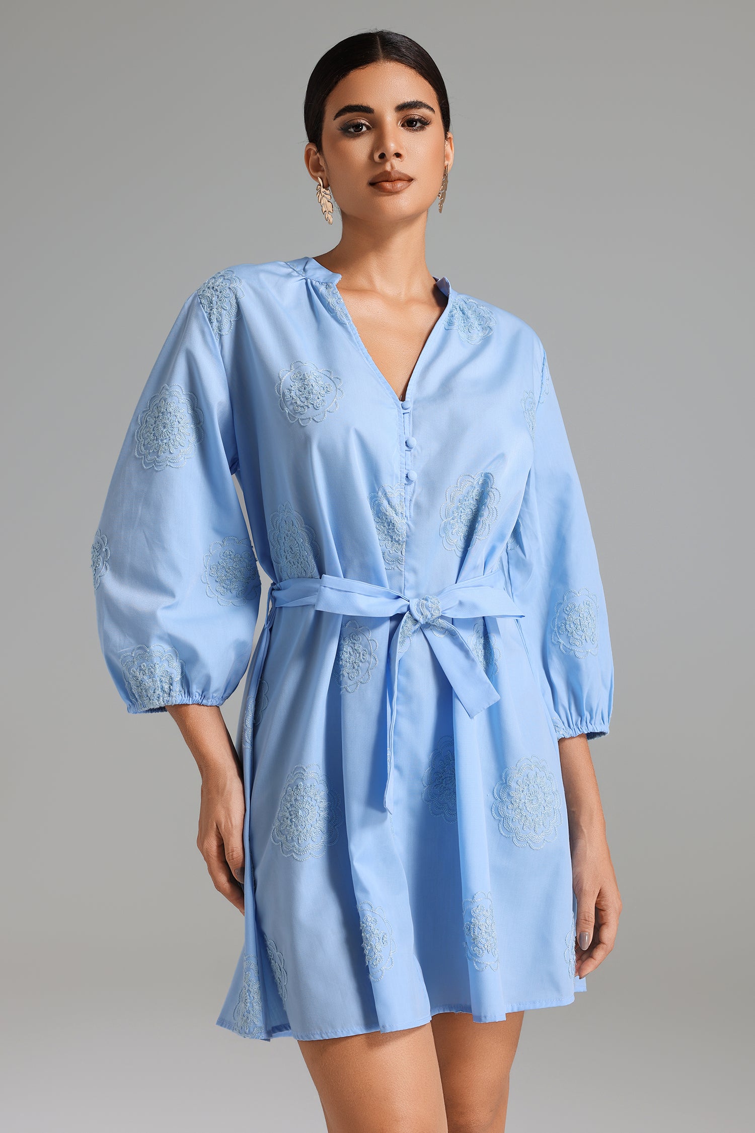 Lionce Embroidered Belted Dress