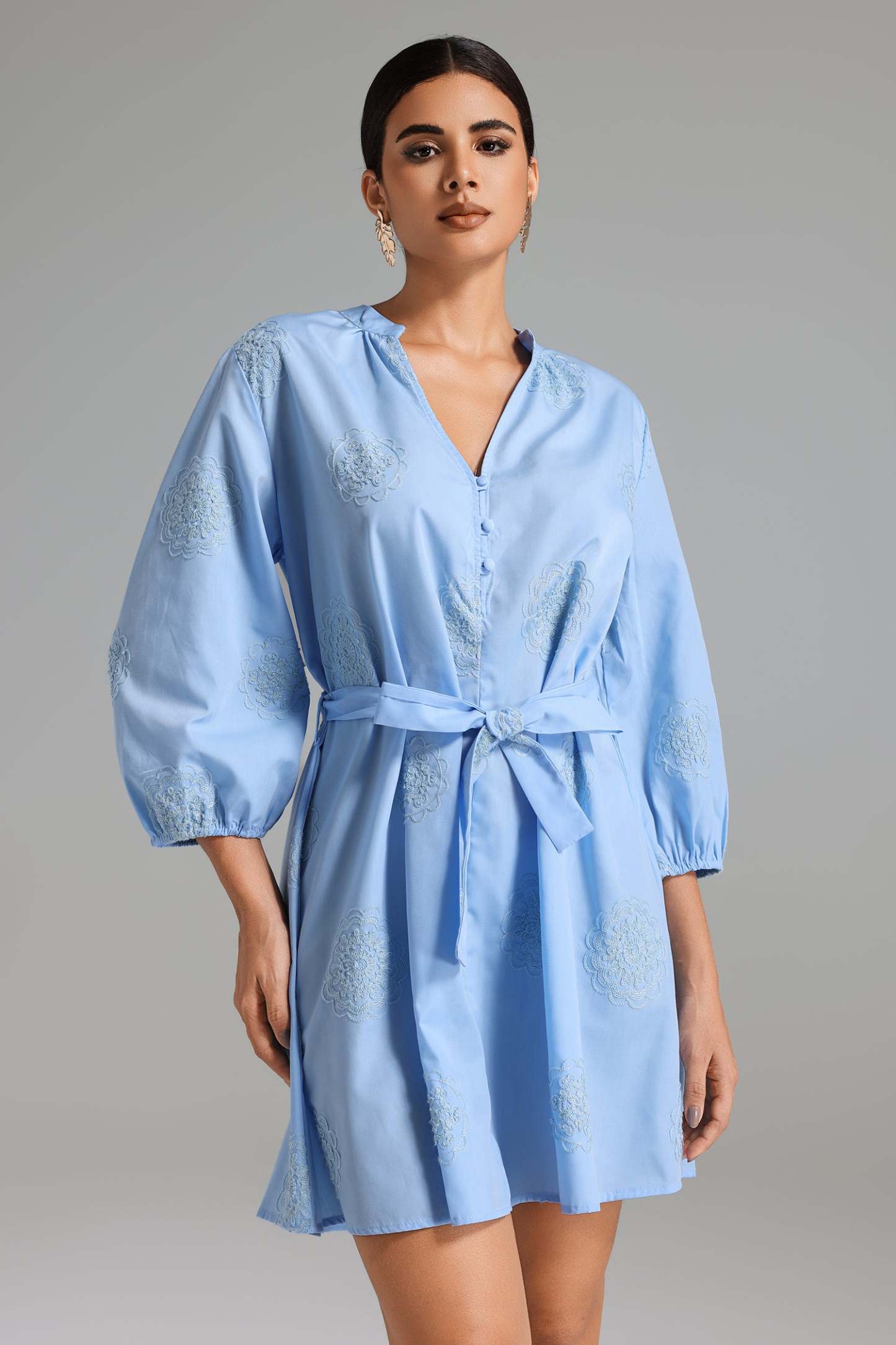 Lionce Embroidered Belted Dress