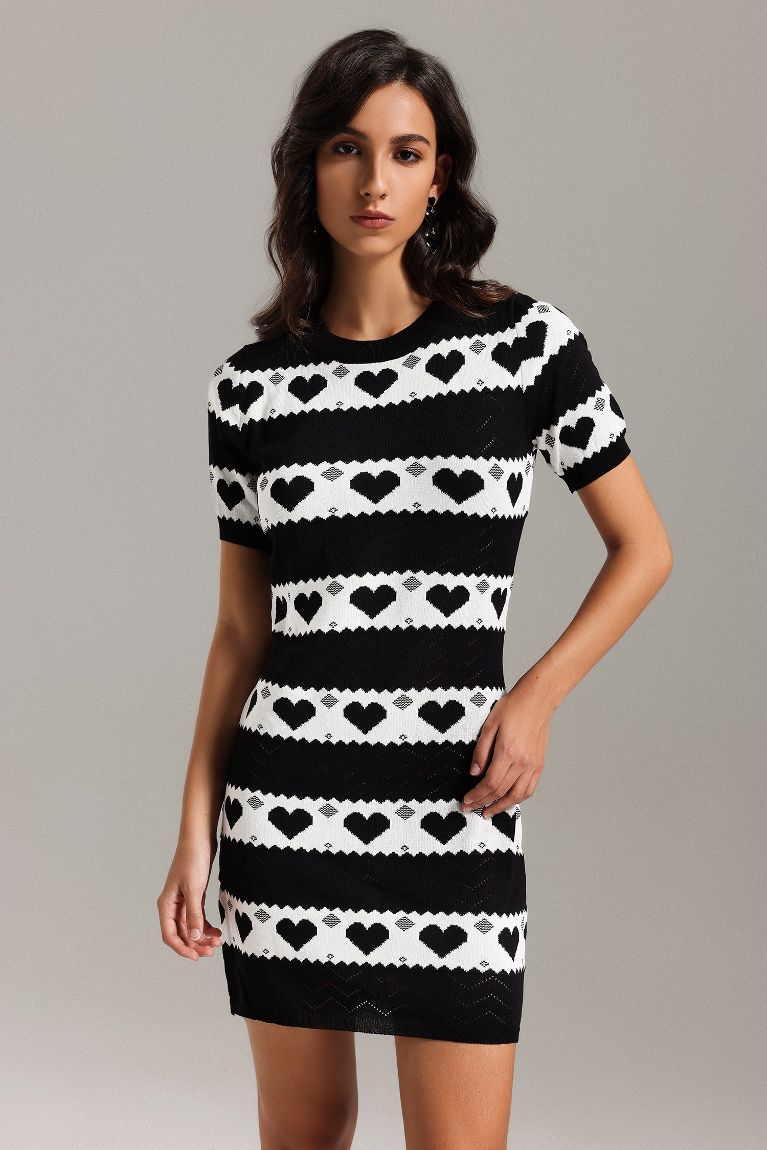Lucifa Hearts Knitted Mini Dress