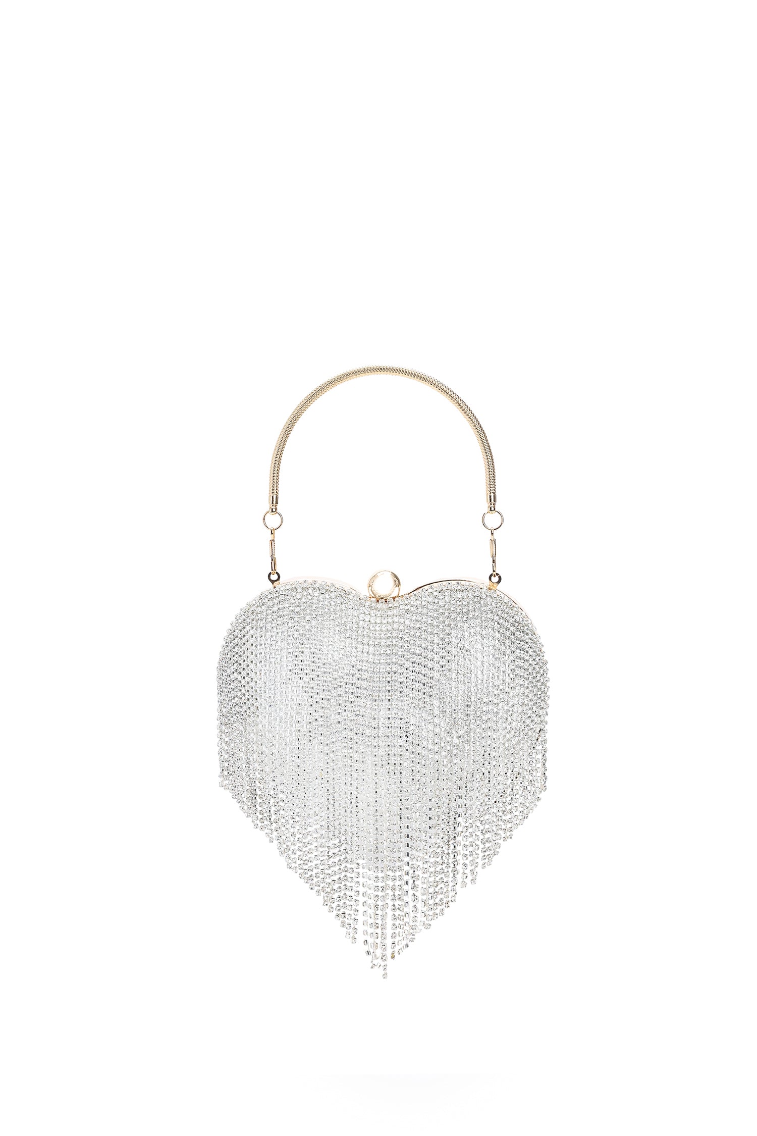 Lucki Heart Diamante Fringe Handle Bag
