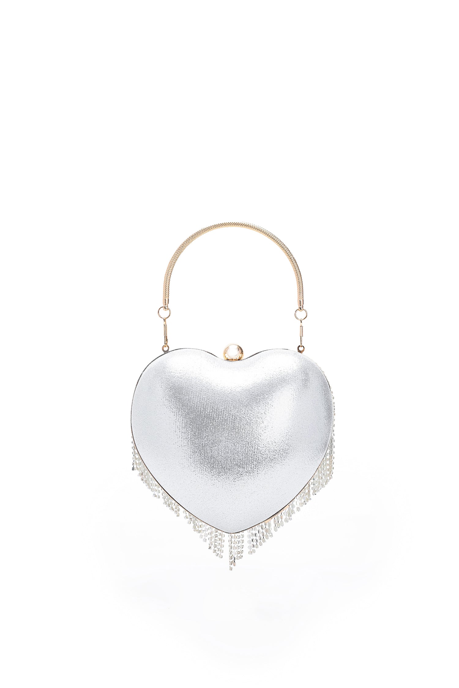 Lucki Heart Diamante Fringe Handle Bag