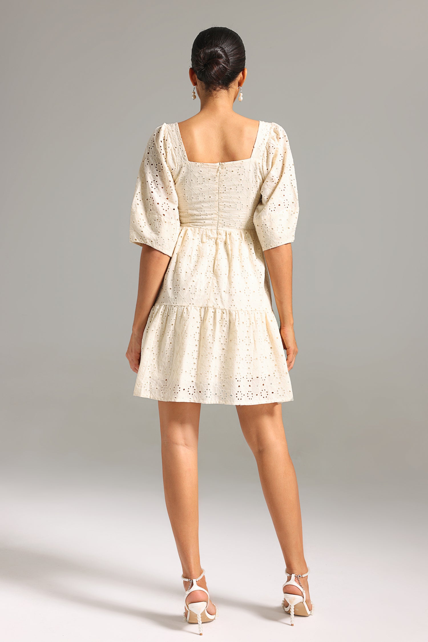 Maci Square-cut Collar Lace Mini Dress