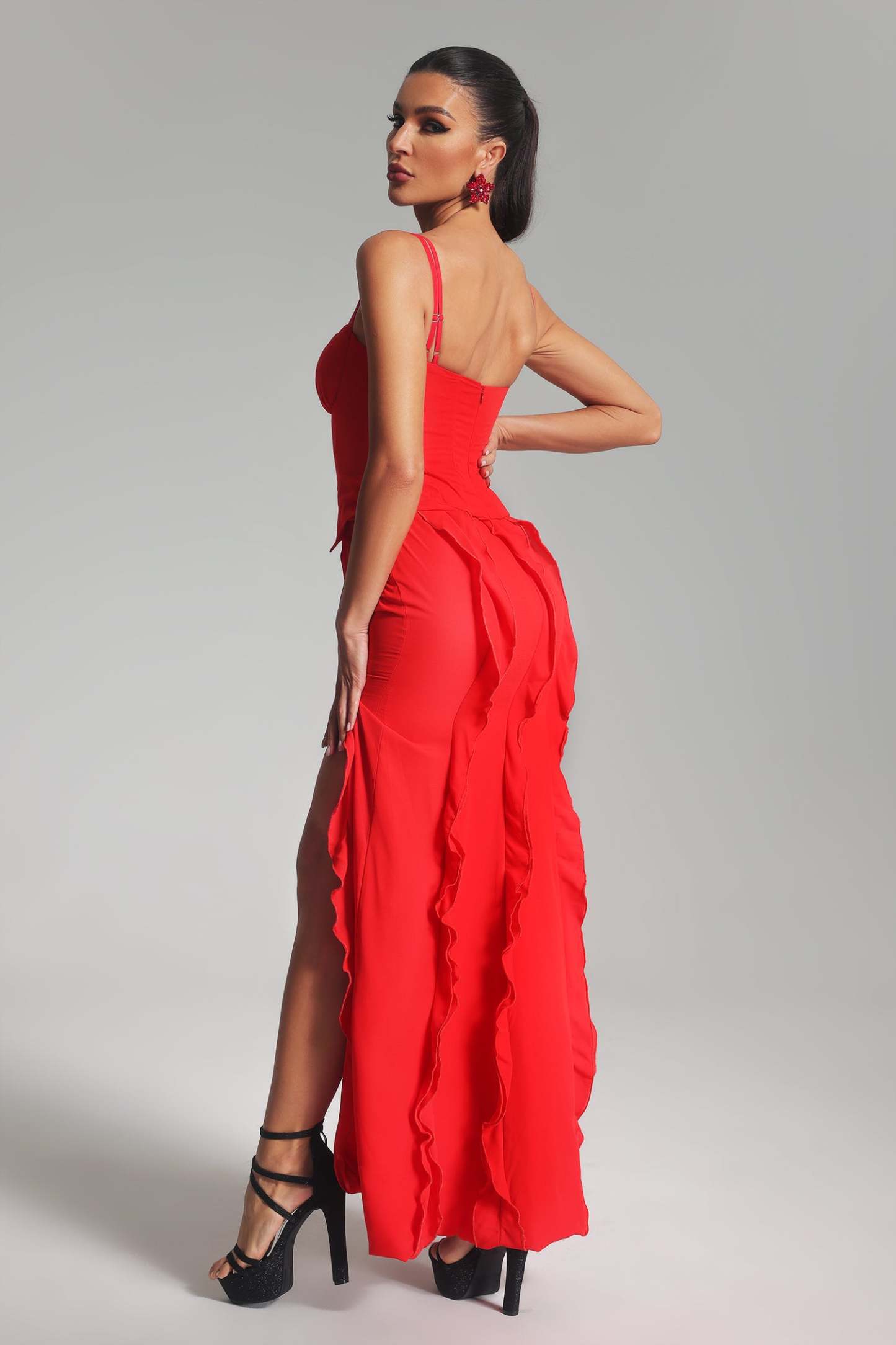 Meret Croset Flounced Maxi Dress
