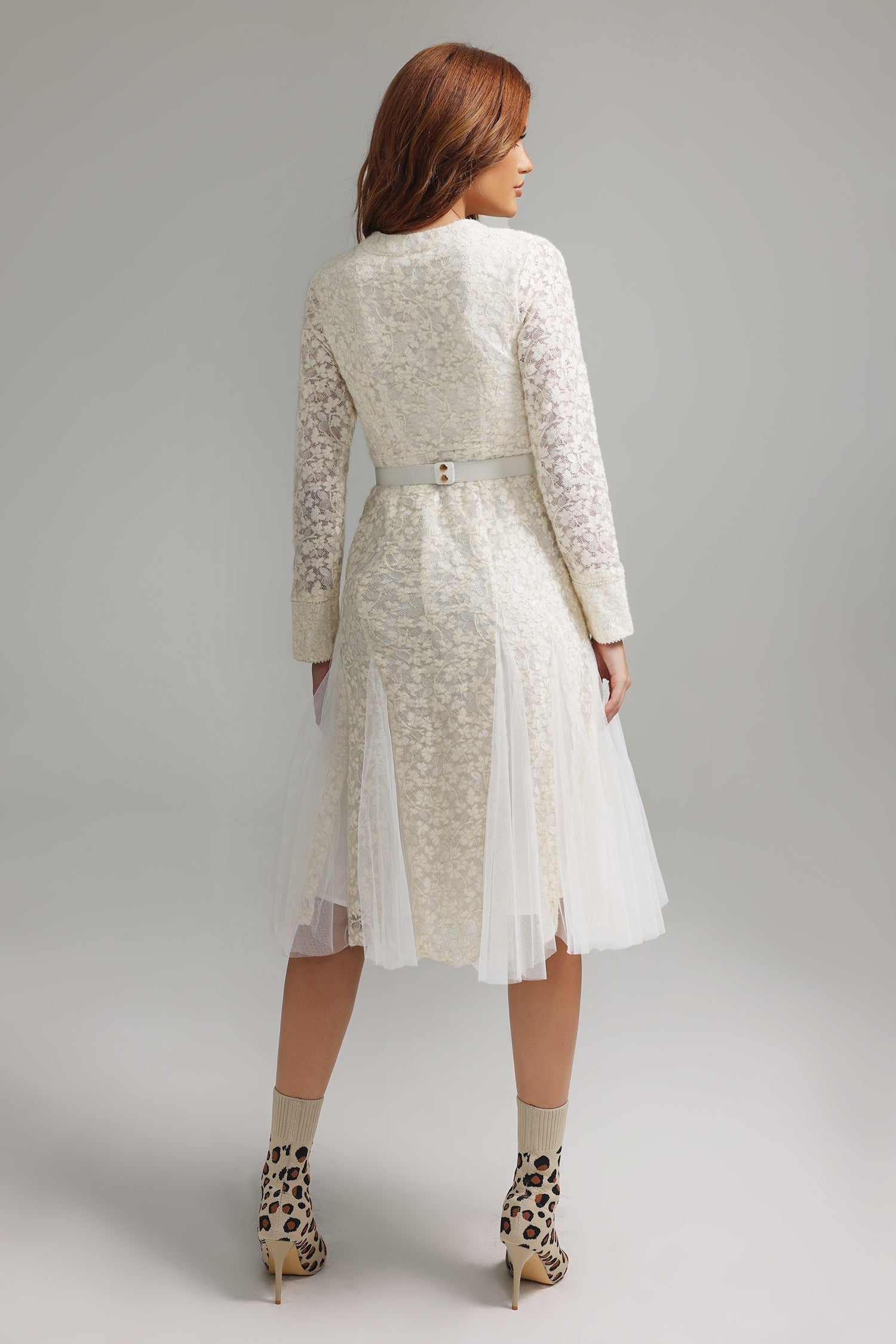 Mikao Lace Mesh Midi Dress