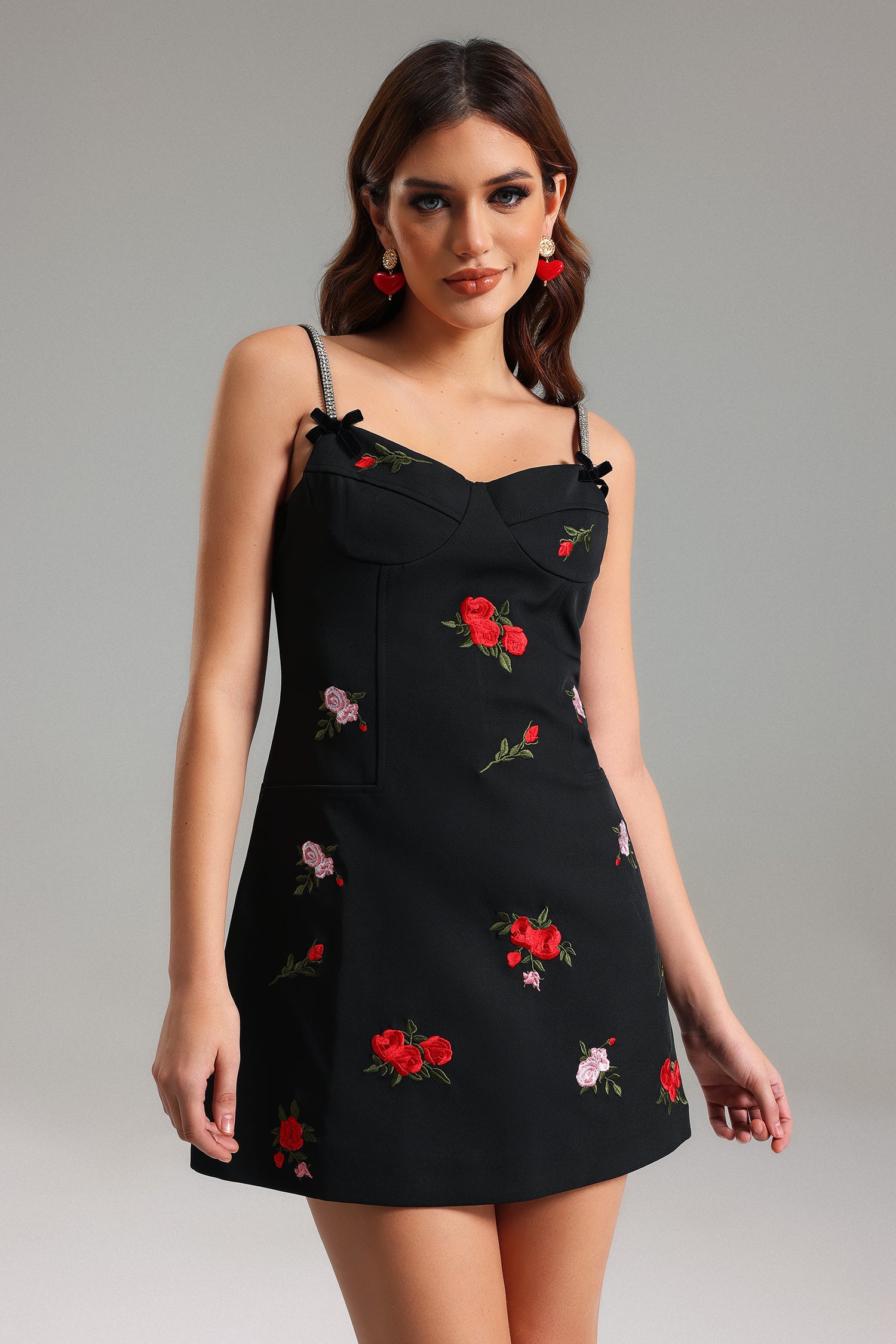 Miriam embroidery Halter Mini Dress