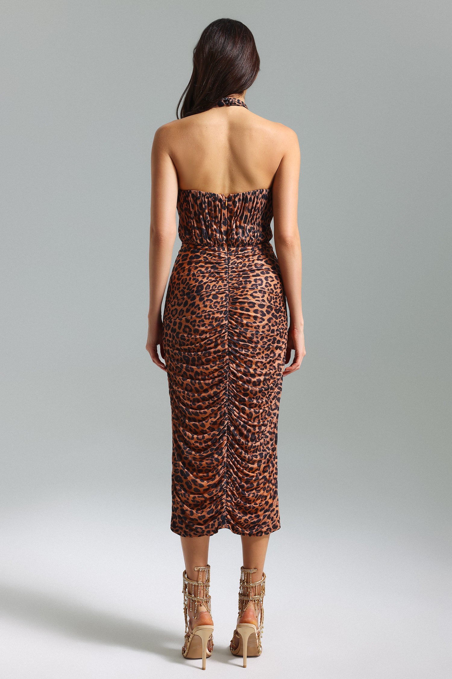 Nailah Leopard Print Halter Dress