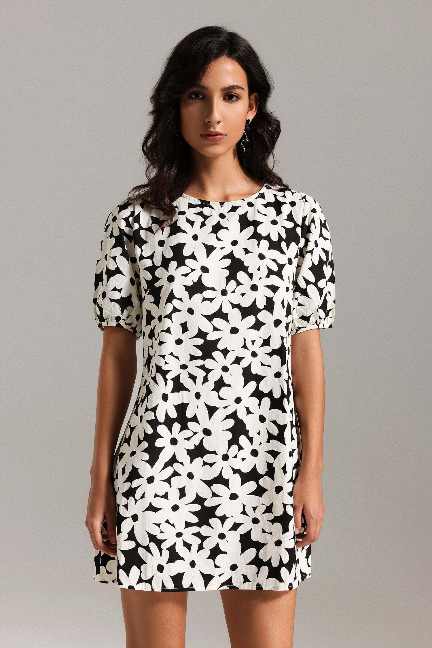 Nanon Flowers Printed Mini Dress